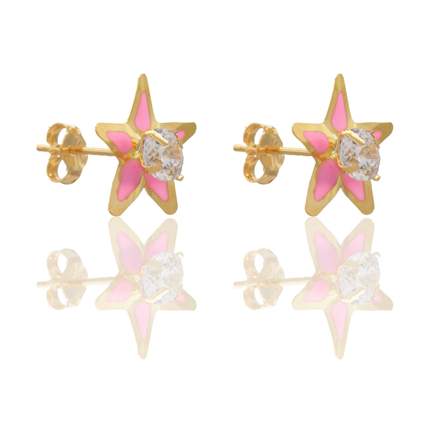 ORECCHINI BAMBINA STELLE SMALTATE CON PIETRA CENTRALE