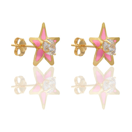 ORECCHINI BAMBINA STELLE SMALTATE CON PIETRA CENTRALE