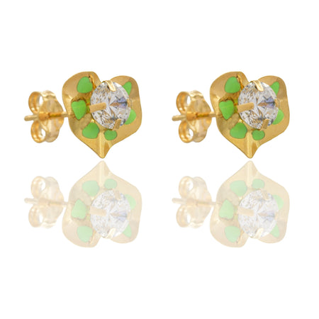 ORECCHINI BAMBINA CUORI SMALTATI CON PIETRA CENTRALE