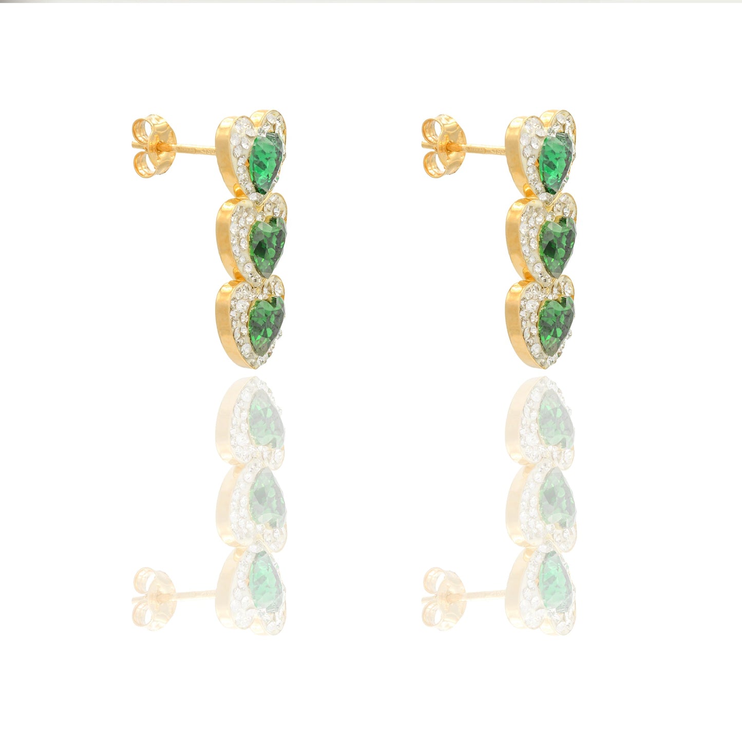 ORECCHINI DONNA TRILOGY CUORI PENDENTI CONTORNO PAVE'
