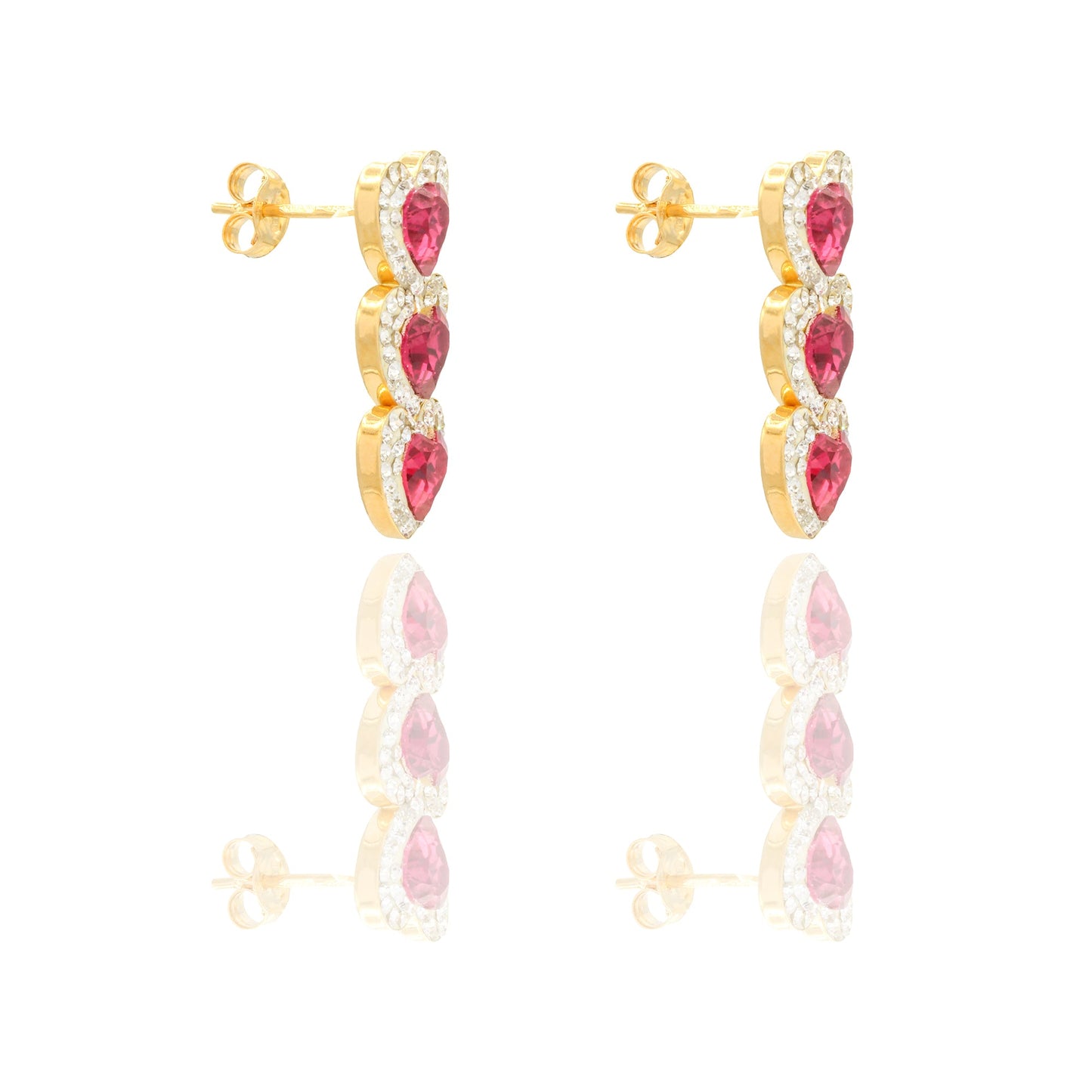ORECCHINI DONNA TRILOGY CUORI PENDENTI CONTORNO PAVE'