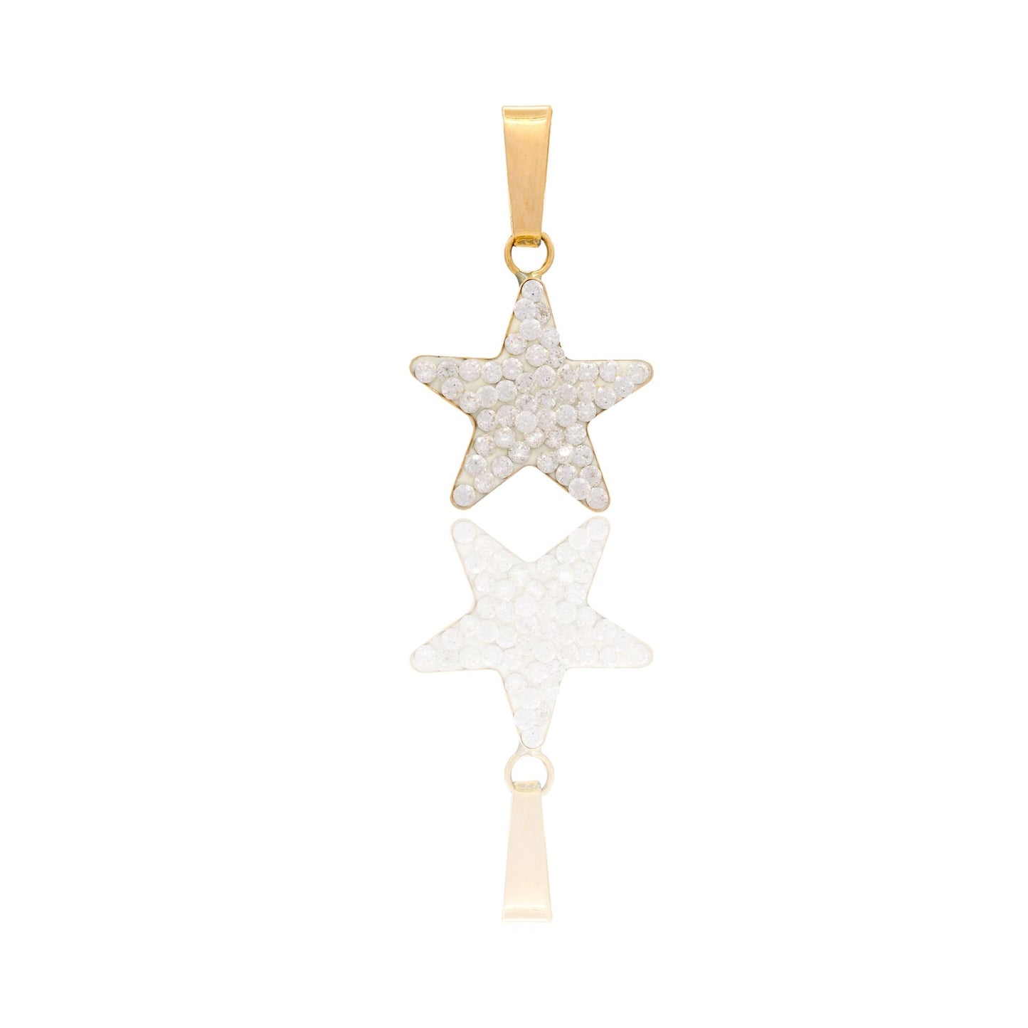 Ciondolo Oro Giallo Oro 18 carati Stella Zirconata Zirconi Bianchi cm.1,6