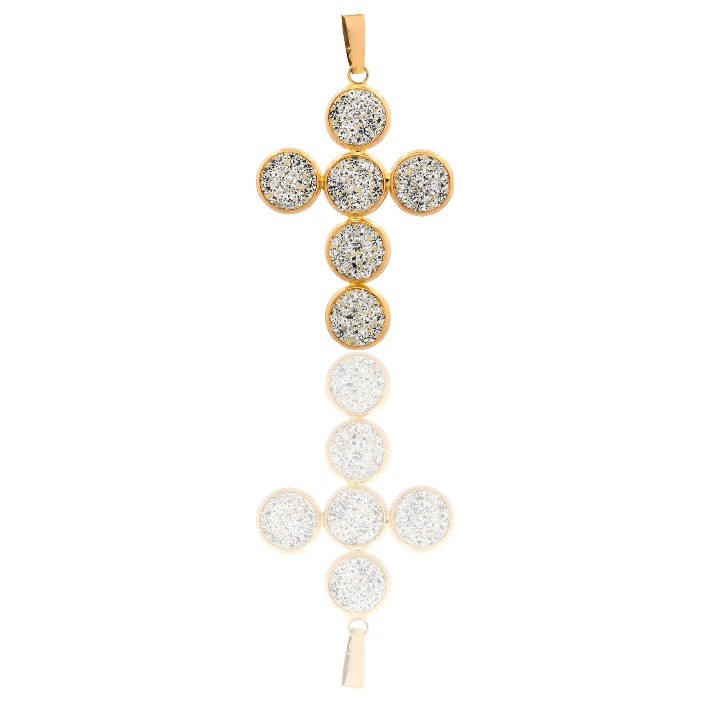 Ciondolo Oro Giallo Oro 18 carati Croce Cerchi Zirconati Zirconi Bianchi