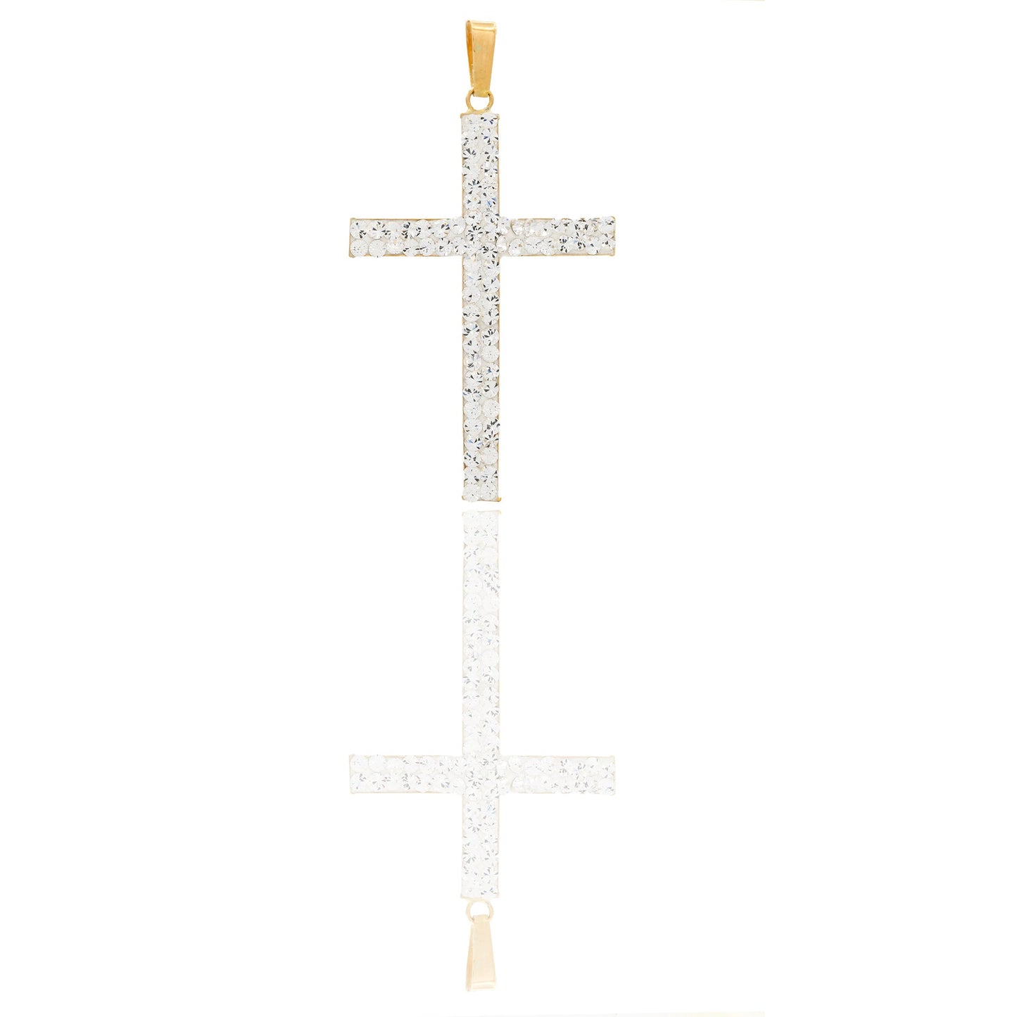 Ciondoli Oro Giallo Stampato Pavè Zirconi bianchi lunghezza 4 cm larghezza 2,2 cm