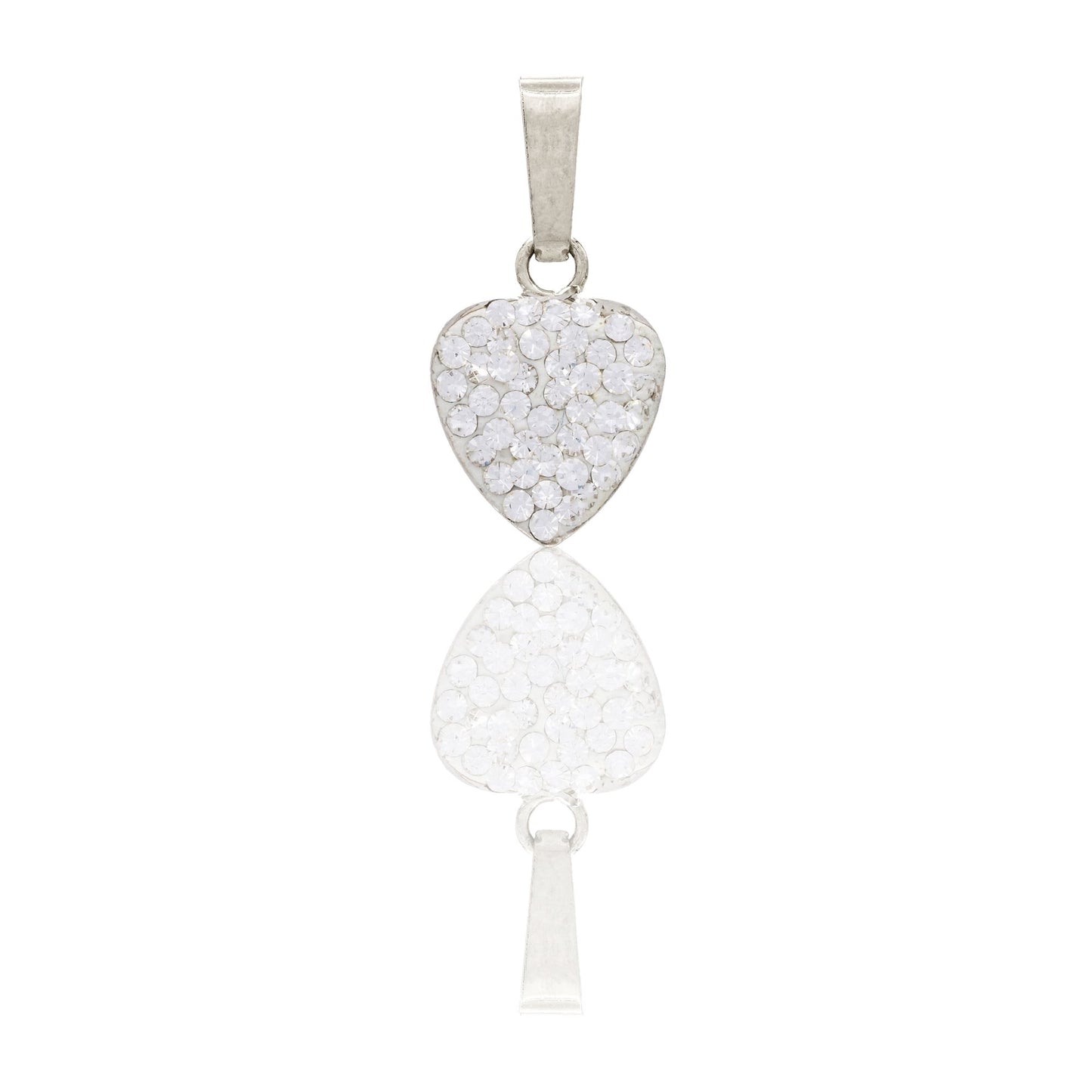 Ciondolo Oro Bianco Oro 18 carati Cuore Sottile Zirconato Zirconi Bianchi cm.1,4