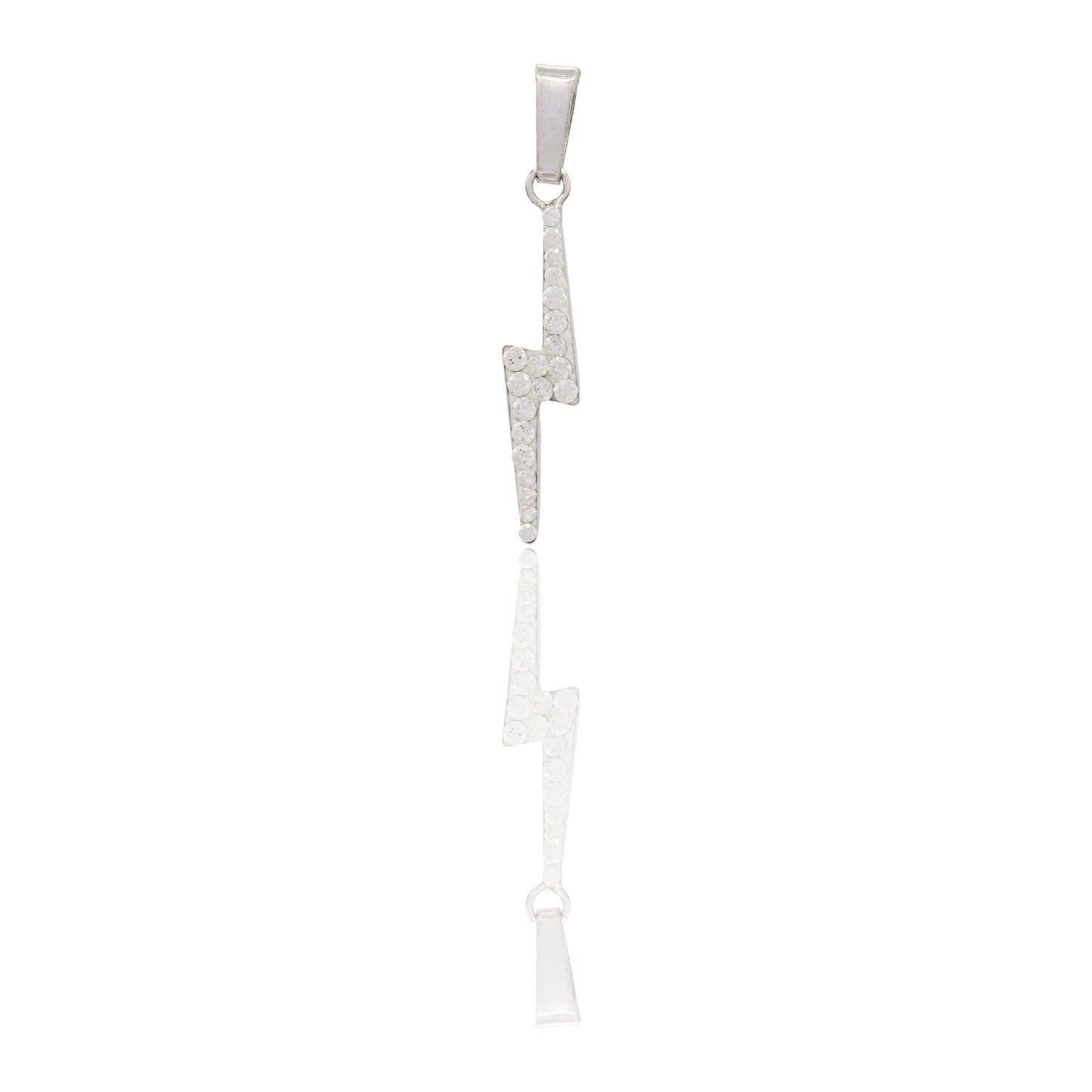 Ciondolo Oro Bianco Oro 18 carati Saetta Zirconata Zirconi Bianchi cm.3