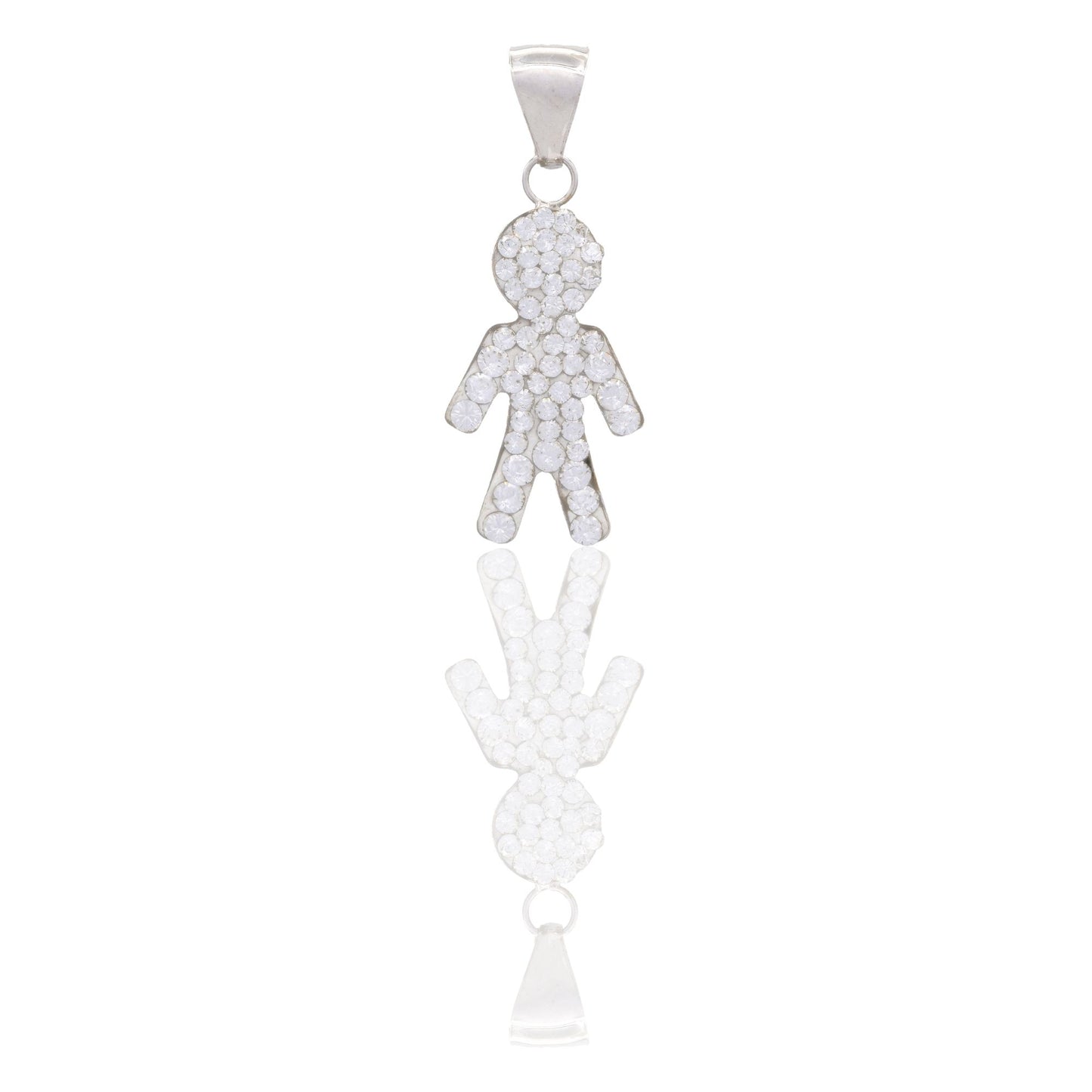 Ciondolo Oro Bianco Oro 18 carati Bimbo Con Pave' Di Zirconi Zirconi Bianchi cm.2,5