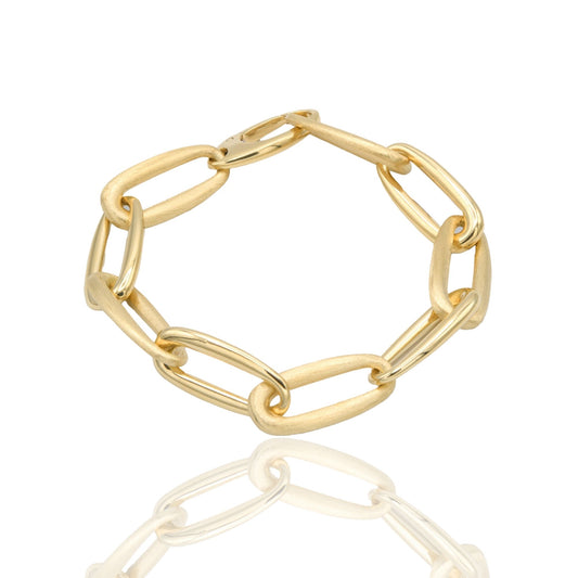 BRACCIALE CATENA CON OVALI IRREGOLARI DA CM.2 LUCIDI E SATINATI