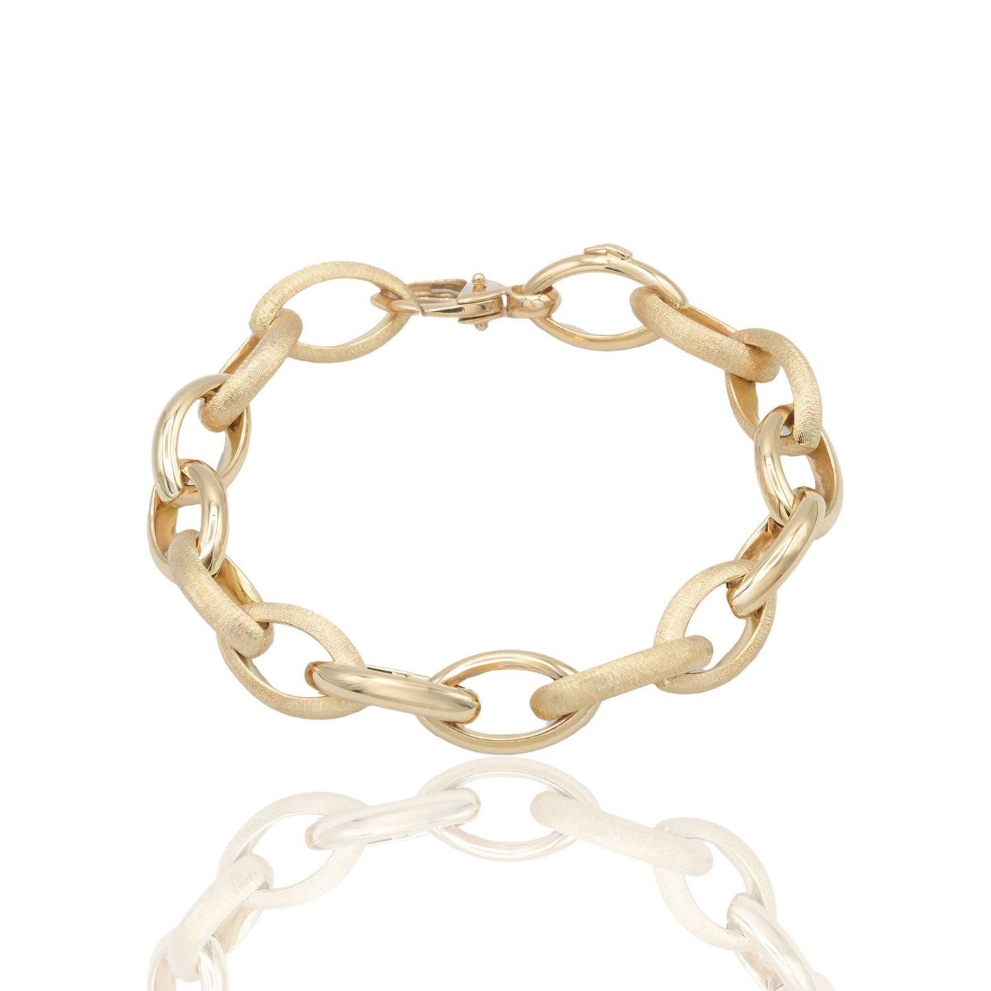 BRACCIALE CATENA FORZATINA OVALI BOMB ALTERNATI LUCIDI E SATINATI