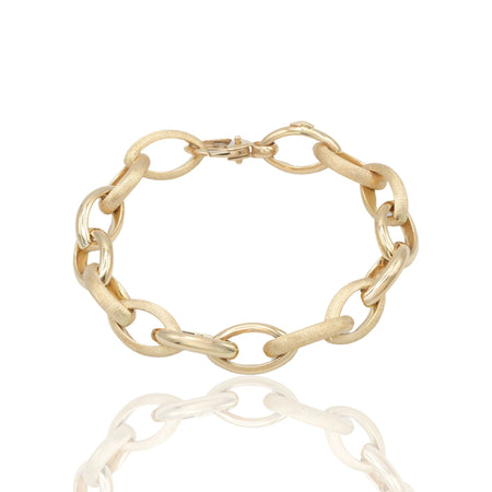 BRACCIALE CATENA FORZATINA OVALI BOMB ALTERNATI LUCIDI E SATINATI