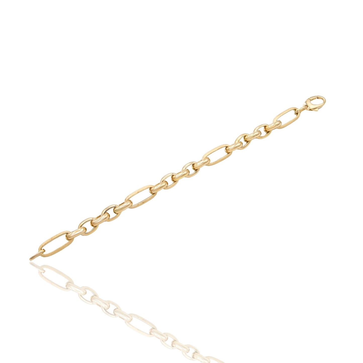 Bracciale Oro Giallo Oro 18 carati Rolo' Maglie Alternate Tonde E Allungate Solo Oro