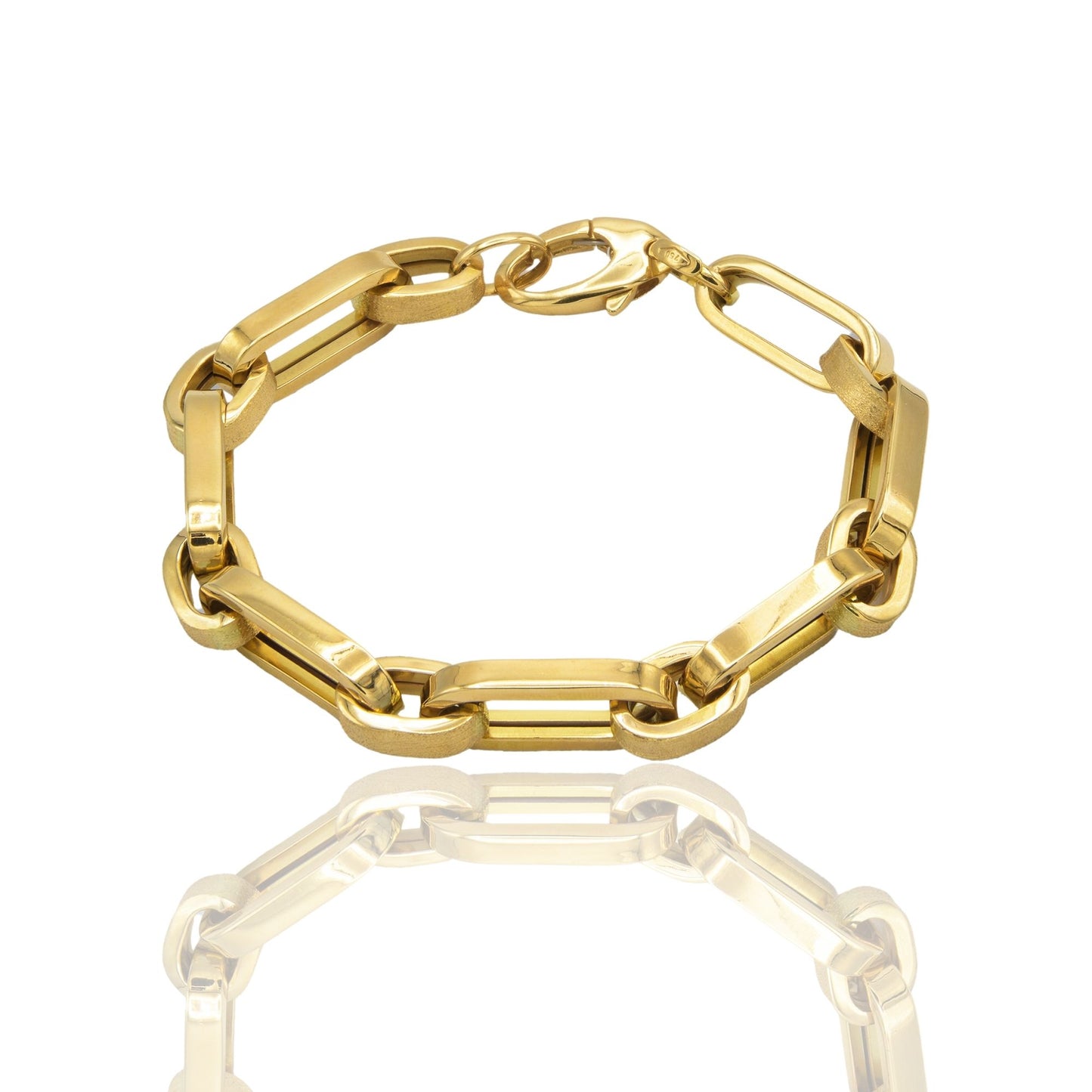 Bracciale Oro 18 carati Alternato Ovale Lucido Cm 1.5 E Tondo Satinato Solo Oro cm. 19,5