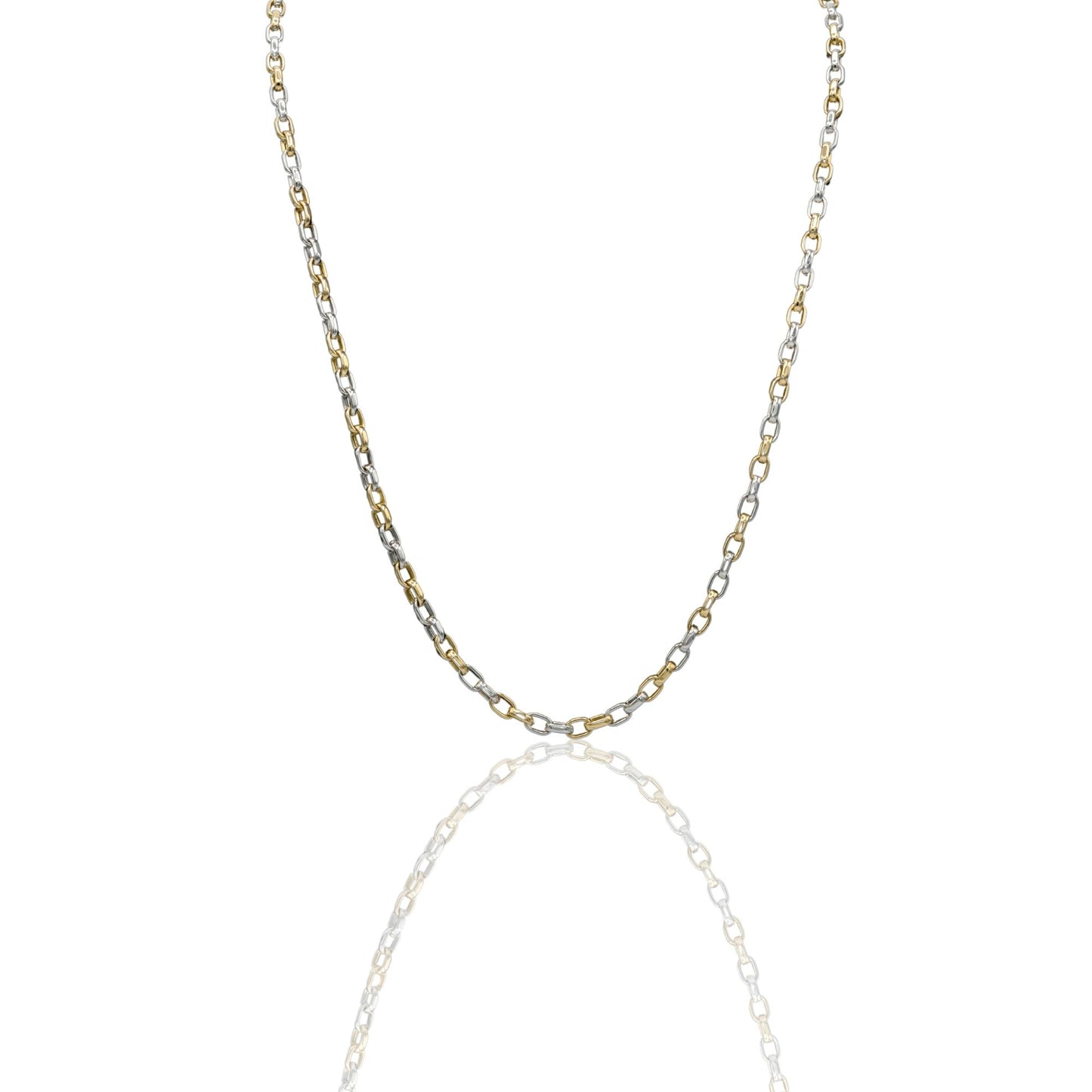 Collana Oro Giallo, Oro Bianco Oro 18 carati Rolo' Solo Oro cm.70