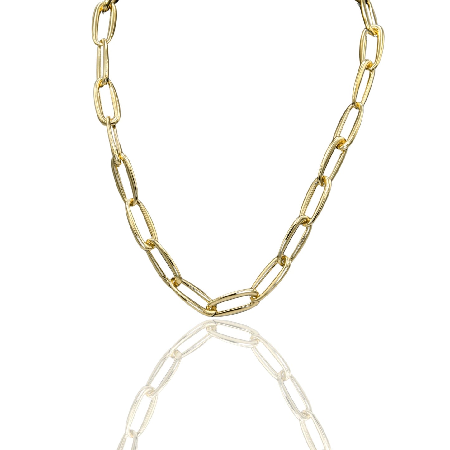 Collana Oro Giallo Oro 18 carati Ovali Irregolari Da Cm.2 Solo Oro mis.2 cm.50