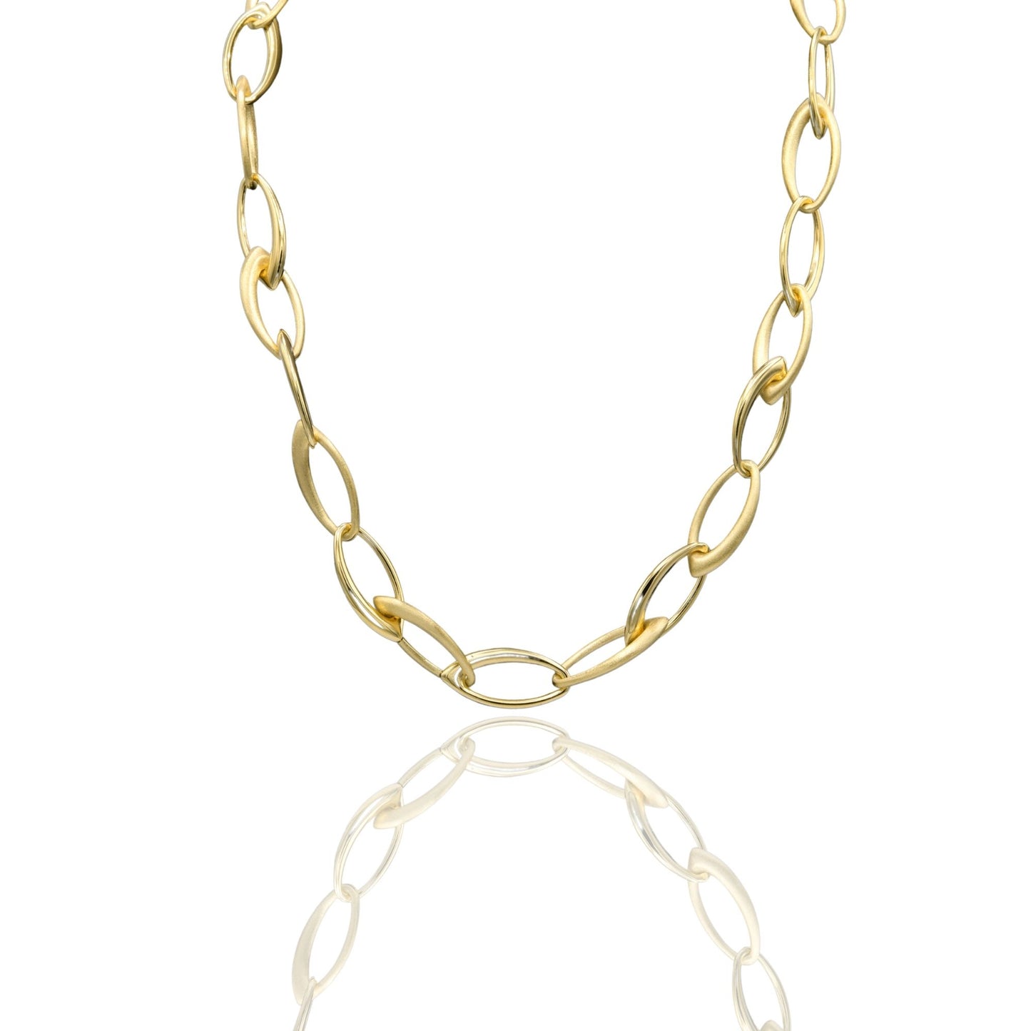 Collana Oro Giallo Oro 18 carati Ovali Irregolari A Punta Solo Oro cm.50