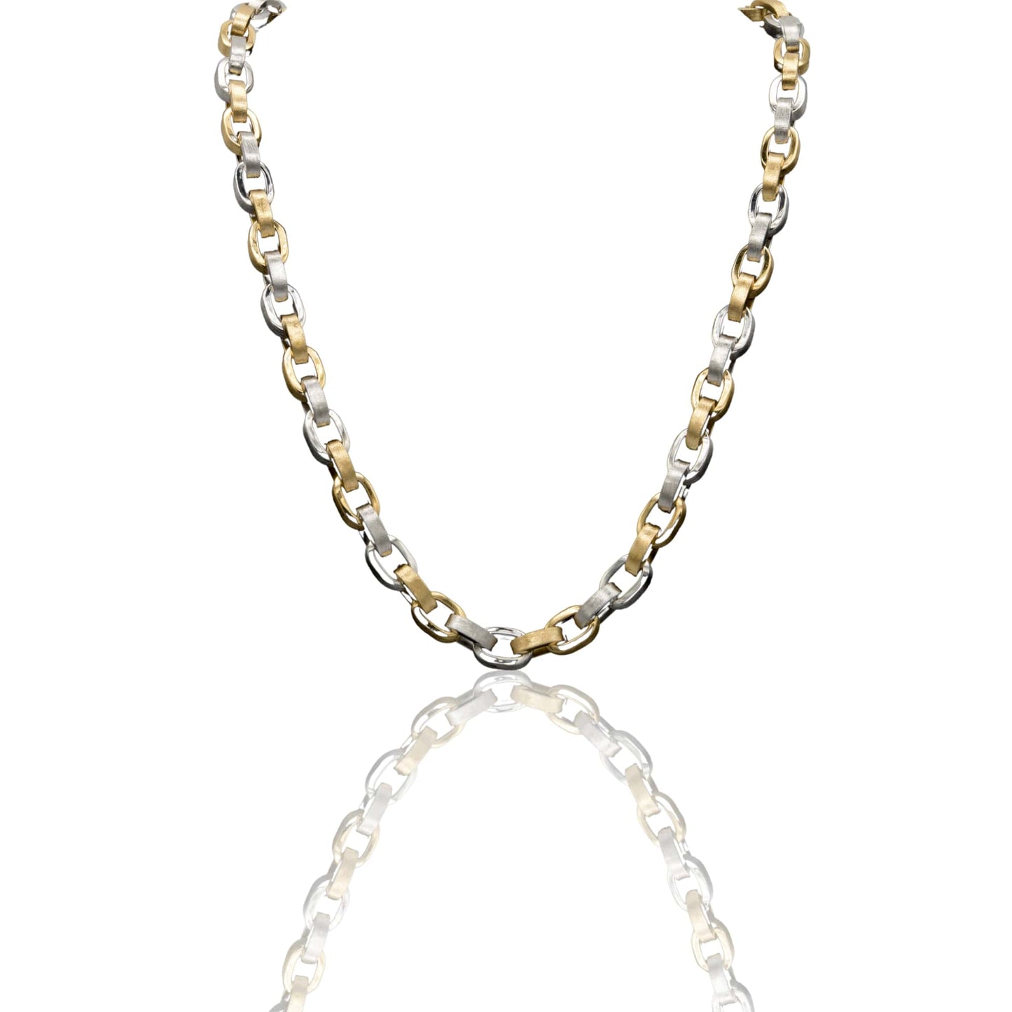 Collana Oro Giallo, Oro Bianco Oro 18 carati Rolo' Bombata Solo Oro cm.50