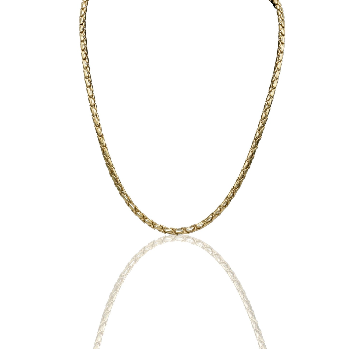 Collana Oro Giallo Oro 18 carati Catena Tubolare Maglie Ovali Solo Oro cm.60