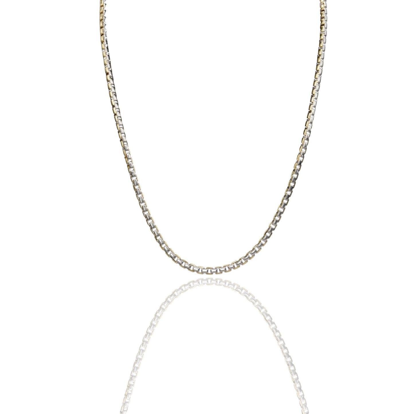 Collana Oro Giallo, Oro Bianco Oro 18 carati Catena Tubolare Maglie Rettangolari Solo Oro cm.60