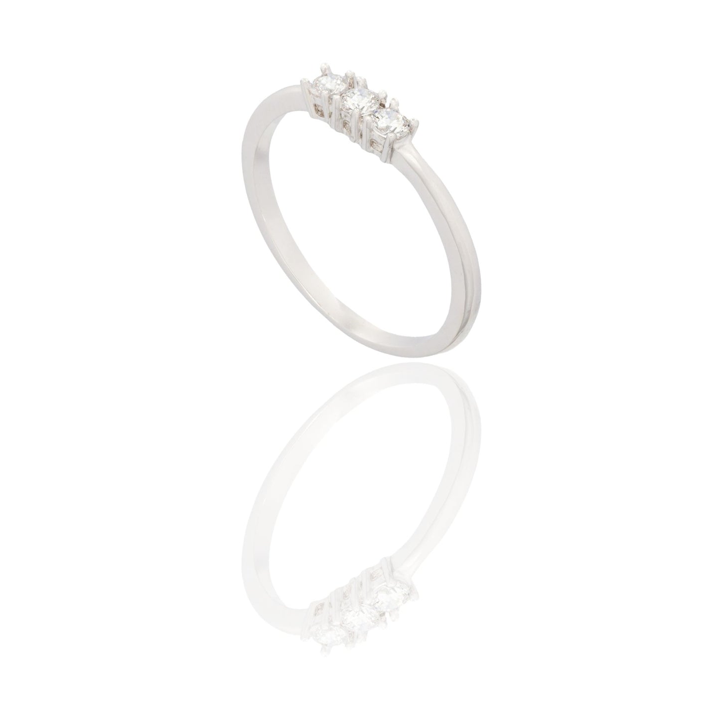 Anello Oro Bianco Oro 18 carati Trilogy Lineare Zirconi Bianchi