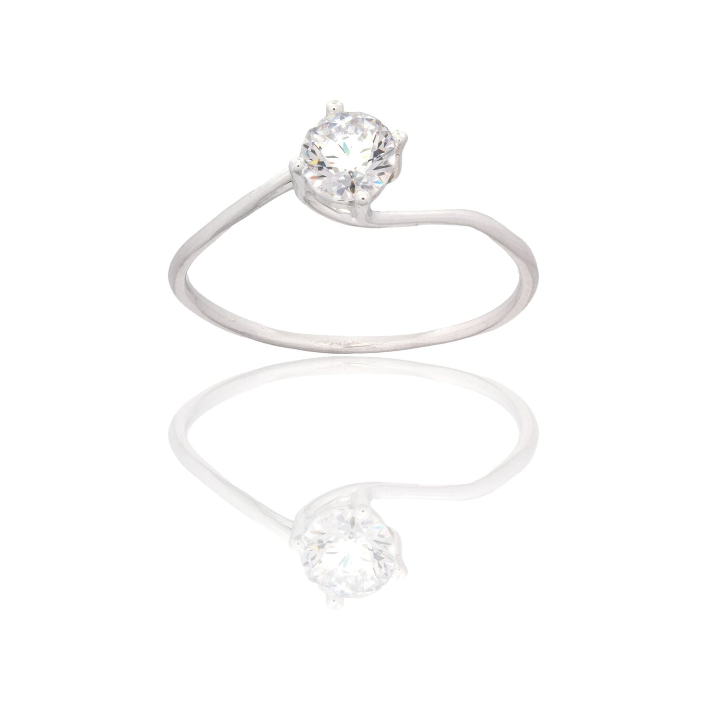 Anello Oro Bianco Oro 18 carati Modello Valentino Zircone Bianco