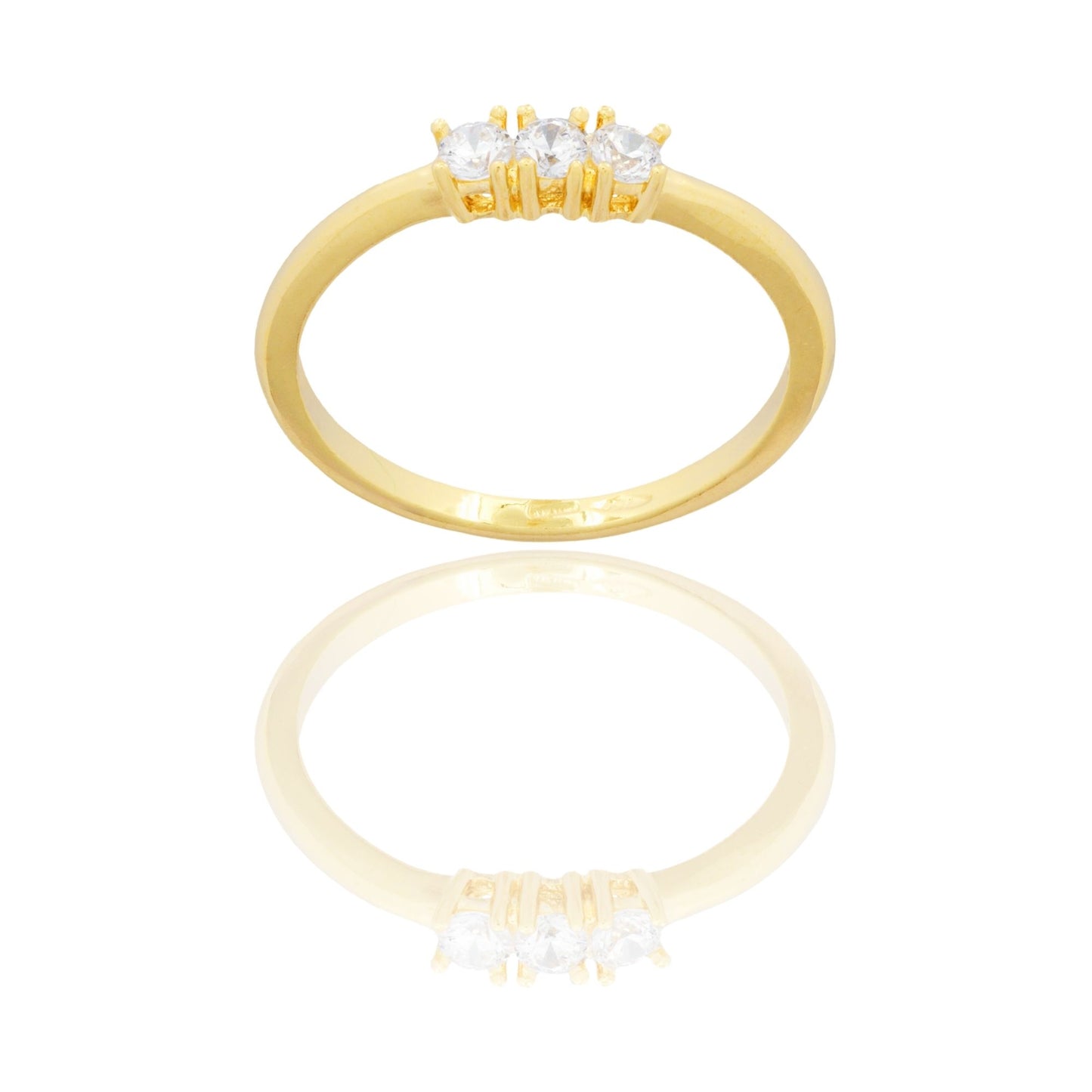 Anello Oro Giallo Oro 18 carati Trilogy Lineare Zirconi Bianchi