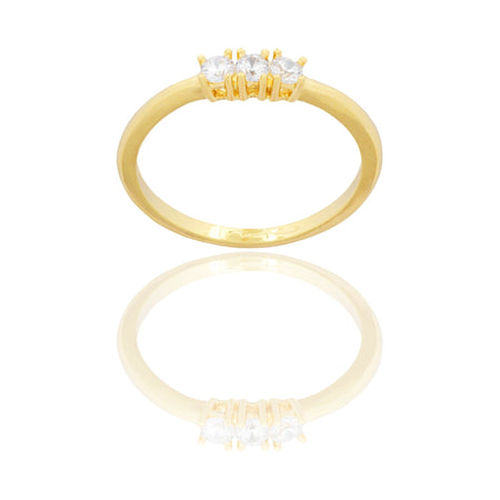 Anello Oro Giallo Oro 18 carati Trilogy Lineare Zirconi Bianchi
