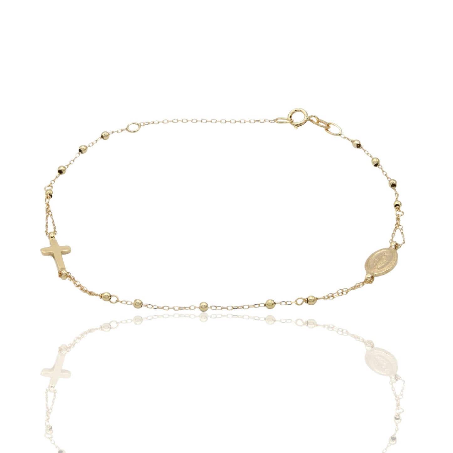 Bracciale Oro Giallo Oro 18 carati Rosario Modello lineare Solo Oro Sfera mm. 2