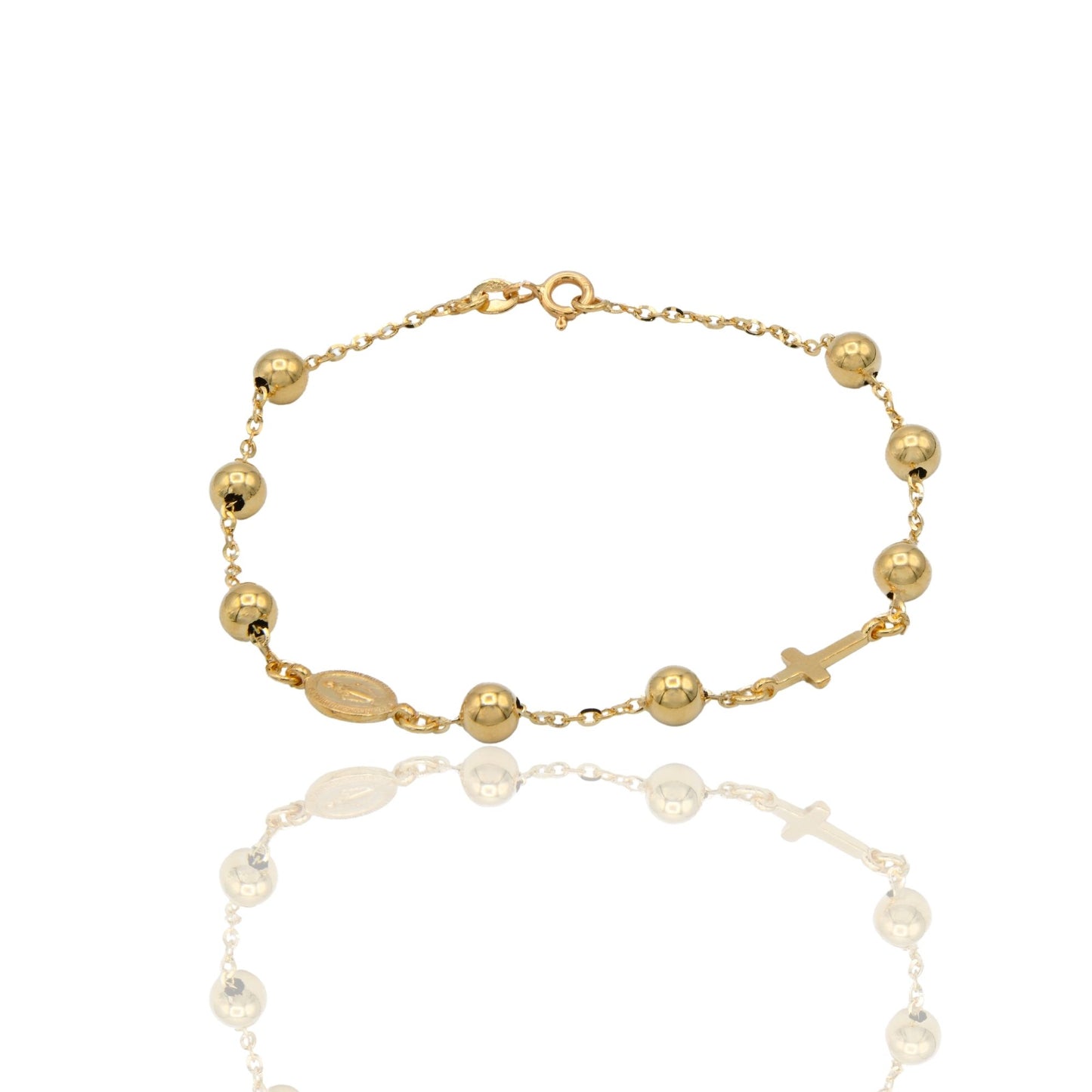 Bracciale Oro Giallo Oro 18 carati Rosario Modello lineare Solo Oro Sfera mm. 5