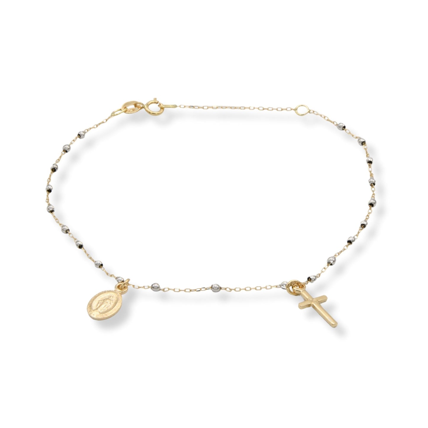Bracciale Oro Giallo, Oro Bianco Oro 18 carati Rosario Modello Pendente Solo Oro Sfera mm. 2