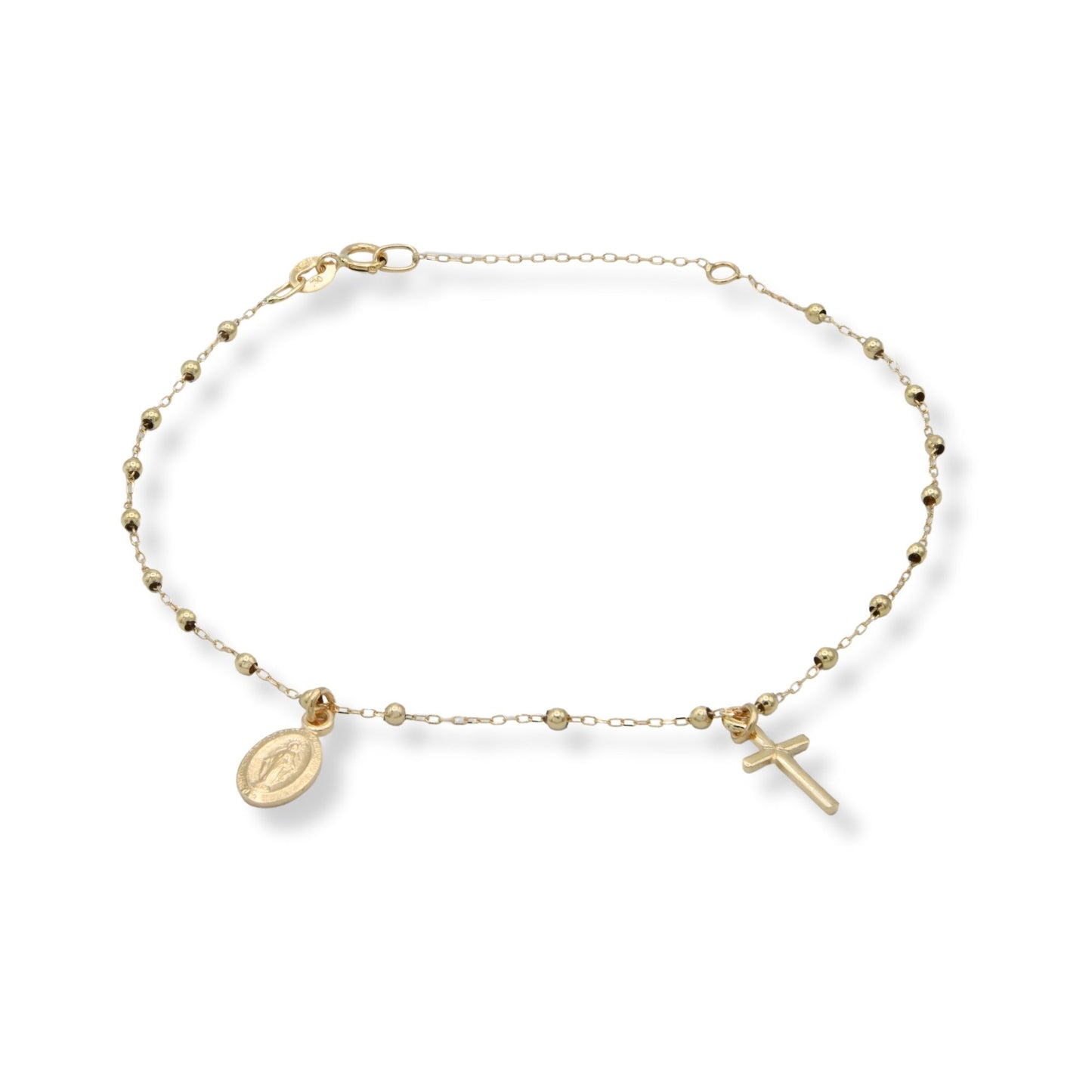 Bracciale Oro Giallo Oro 18 carati Rosario Modello Pendente Solo Oro Sfera mm. 2