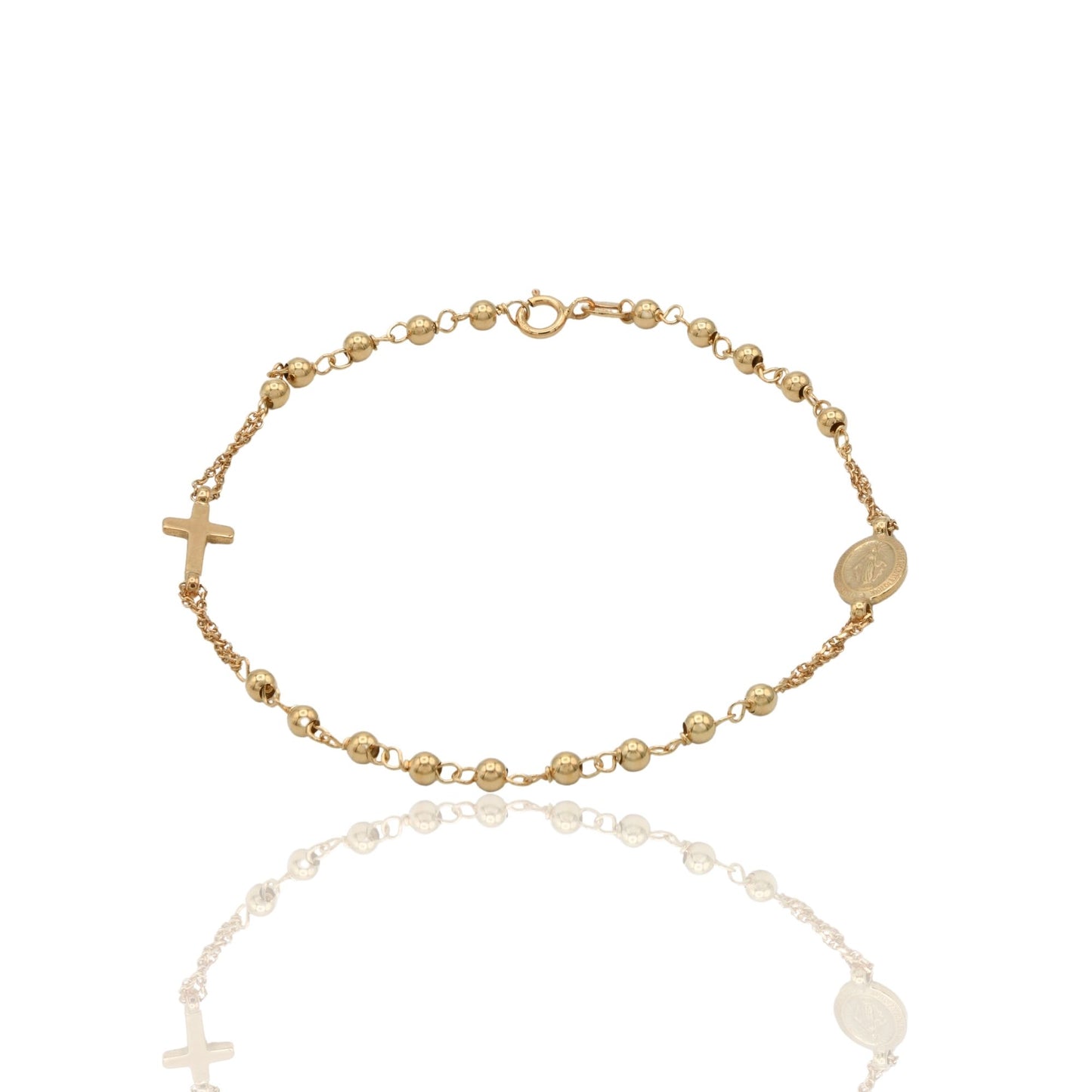 Bracciale Oro Giallo Oro 18 carati Rosario Modello lineare Solo Oro Sfera mm. 2,5