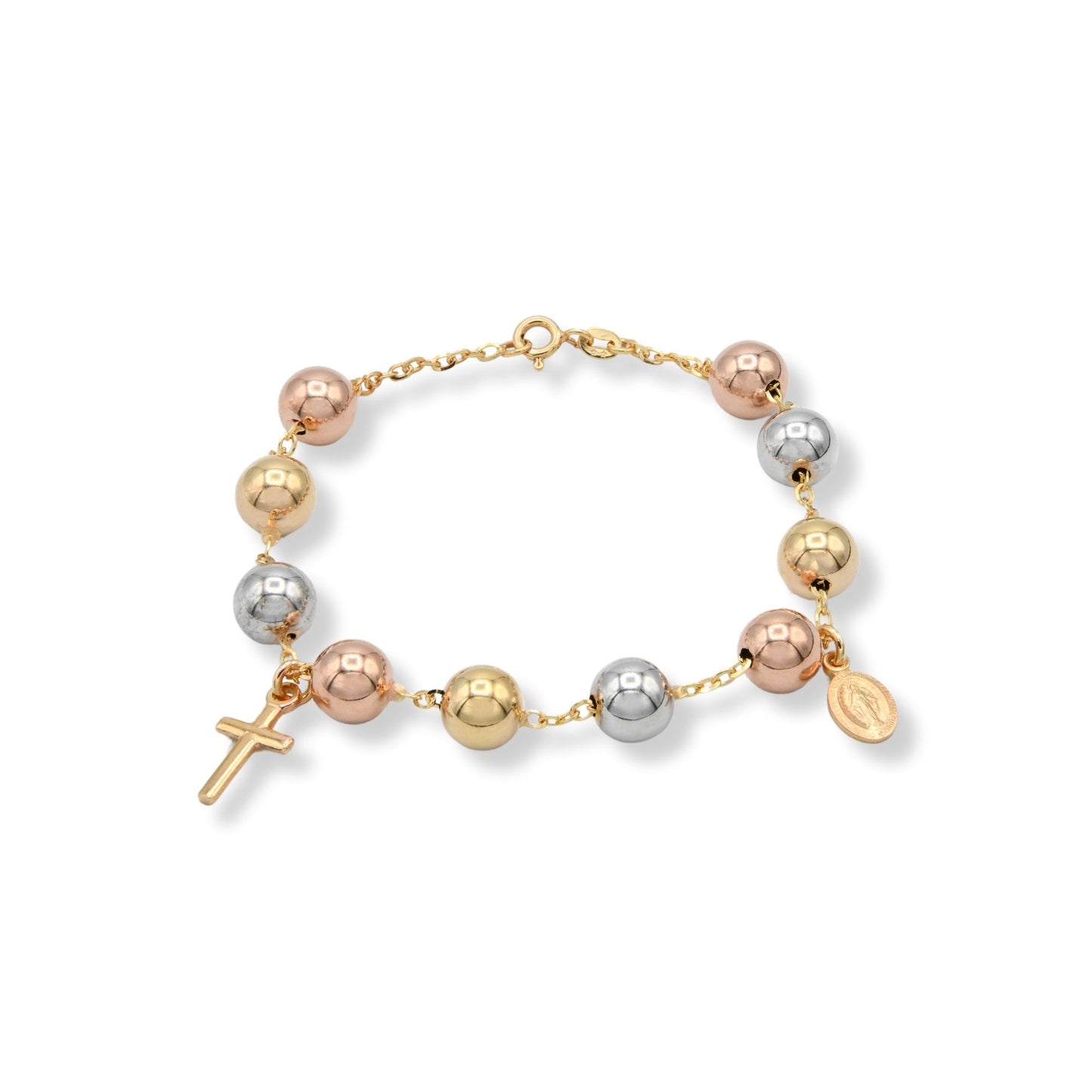Bracciale Oro Giallo, Oro Bianco, Oro Rosa Oro 18 carati Rosario Modello Pendente Solo Oro Sfera mm. 8