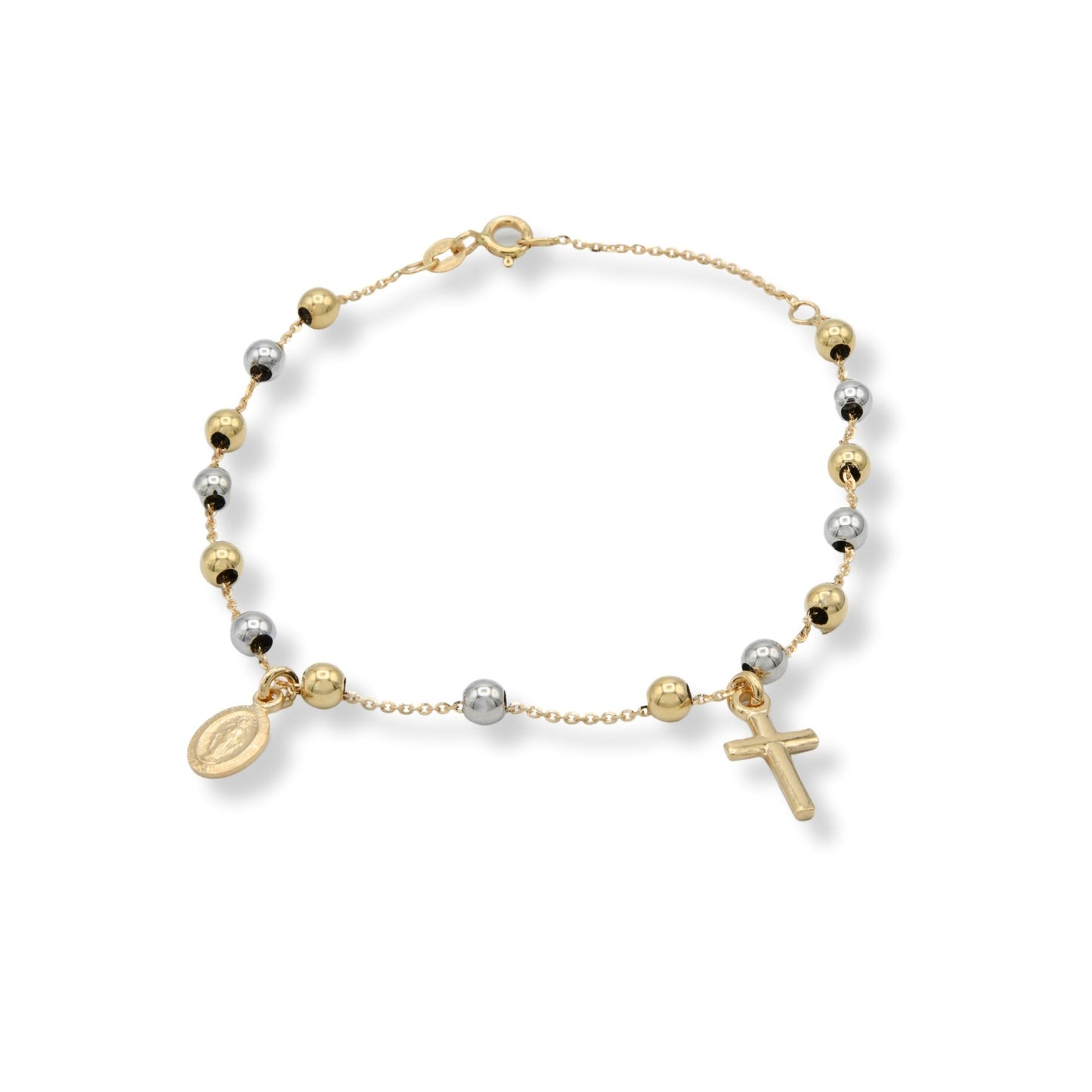 Bracciale Oro Giallo, Oro Bianco Oro 18 carati Rosario Modello Pendente Solo Oro Sfera mm. 4