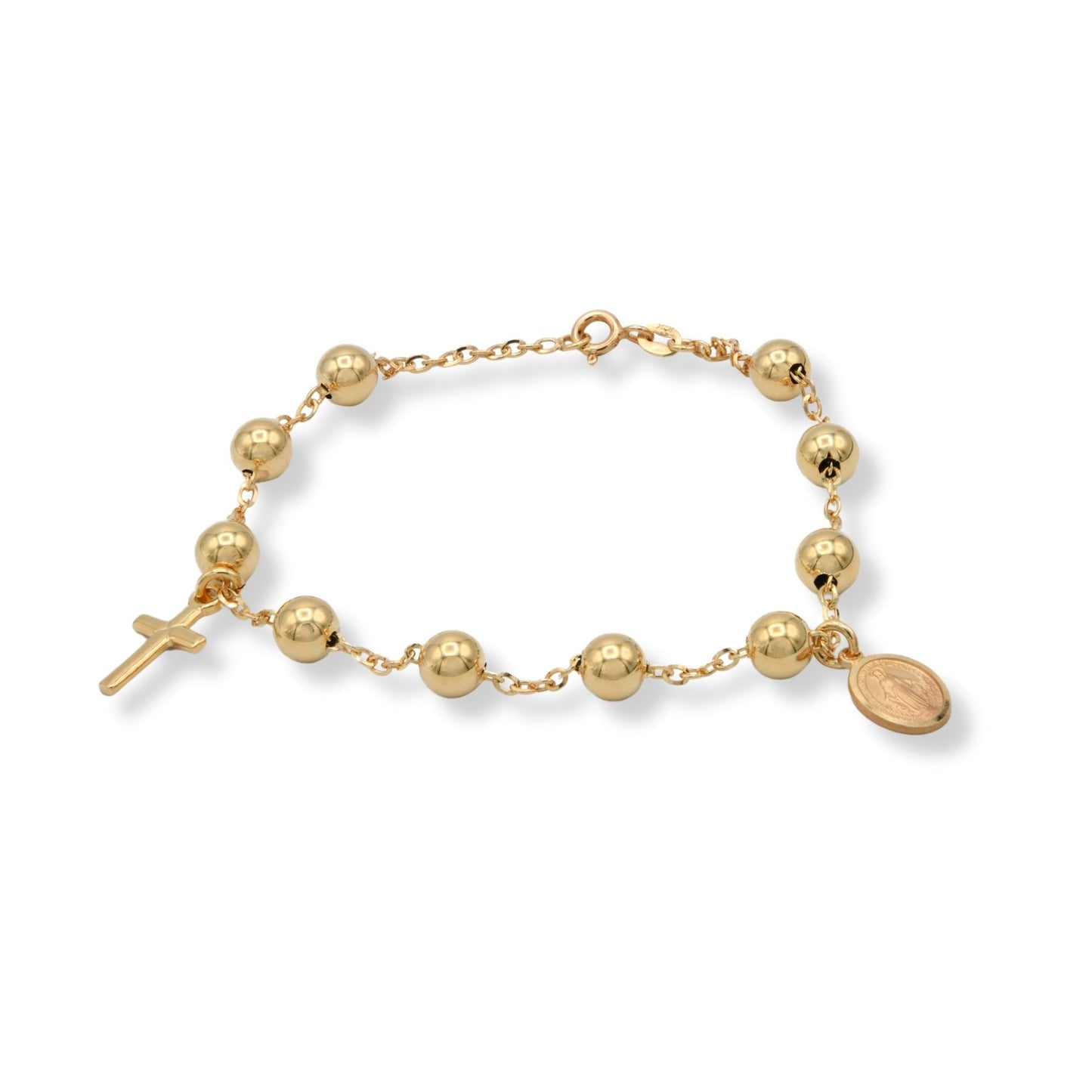 Bracciale Oro Giallo Oro 18 carati Rosario Modello Pendente Solo Oro Sfera mm. 6