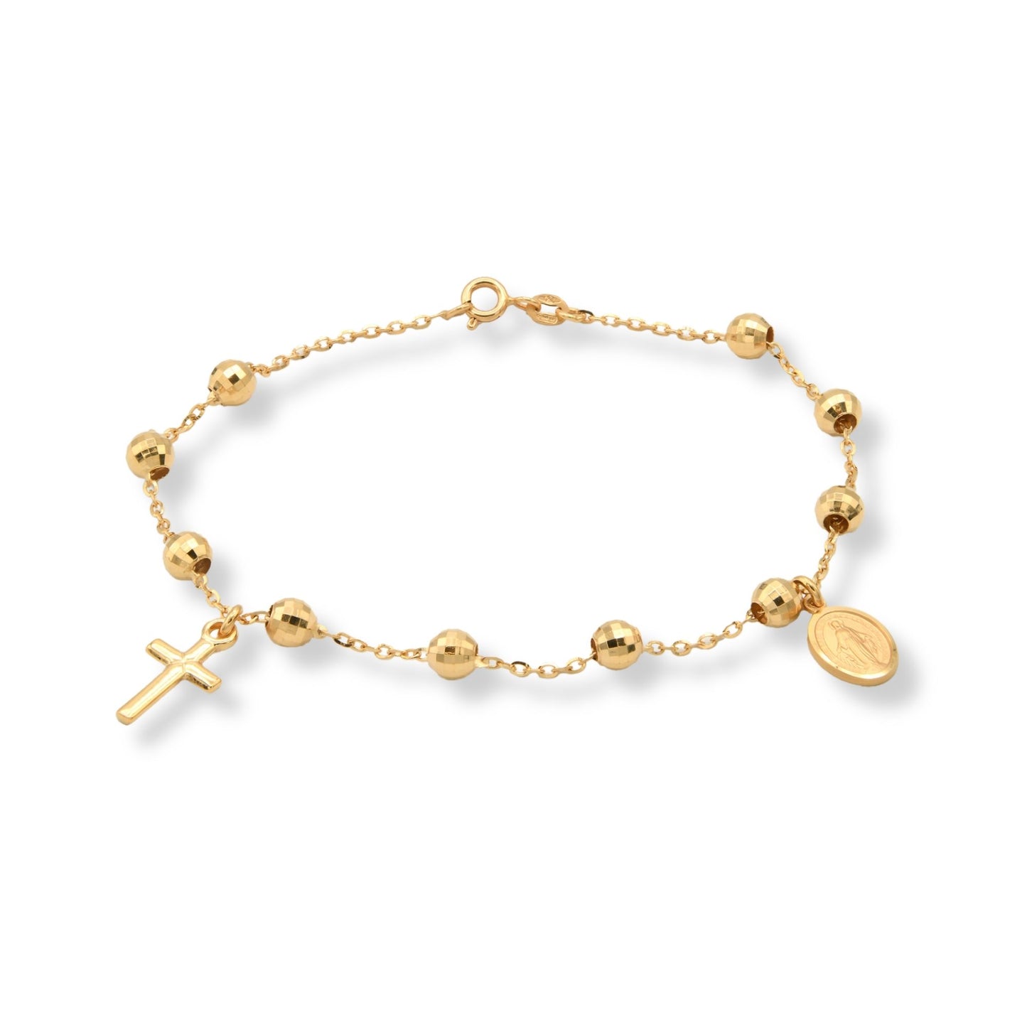Bracciale Oro Giallo Oro 18 carati Rosario Modello Pendente Solo Oro Sfera mm. 5