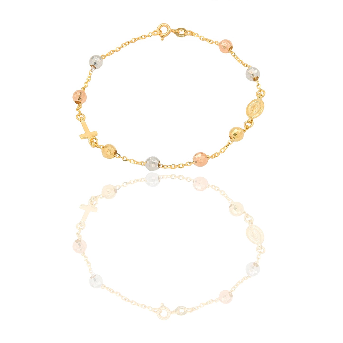 Bracciali Oro Giallo Oro Bianco, Oro Rosa Oro 18 carati Rosario sfere diamantate Solo oro 19cm sfera 6mm