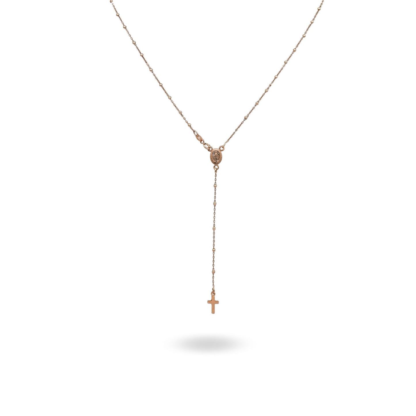 Collana Oro Rosa Oro 18 carati Rosario Pendente Solo Oro