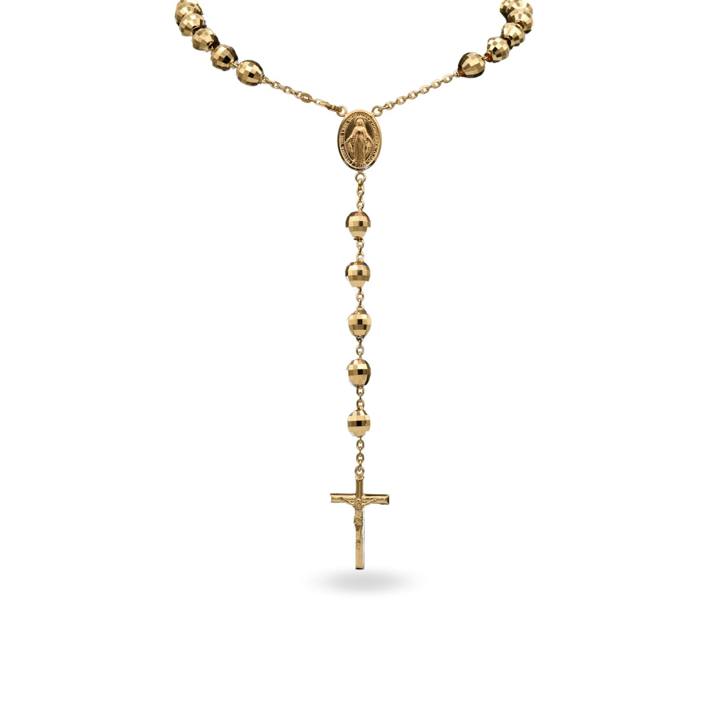 Collana Oro Giallo Oro 18 carati Rosario Pendente Solo Oro Sfera mm. 10 cm.80