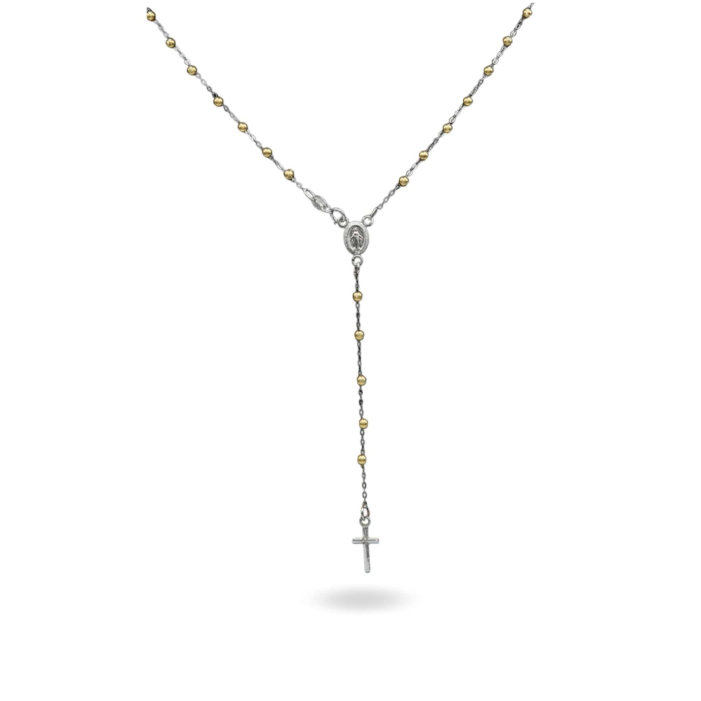 Collana Oro Bianco, Oro Giallo Oro 18 carati Rosario Pendente Solo Oro