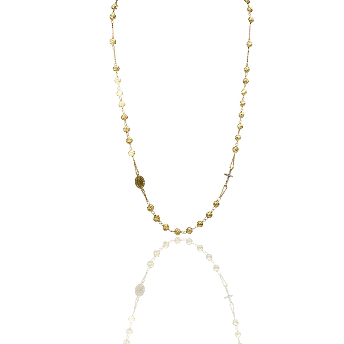 Collana Oro Giallo Oro 18 carati Rosario Pendente Sfere Slash Solo Oro Sfera mm. 5 cm.50