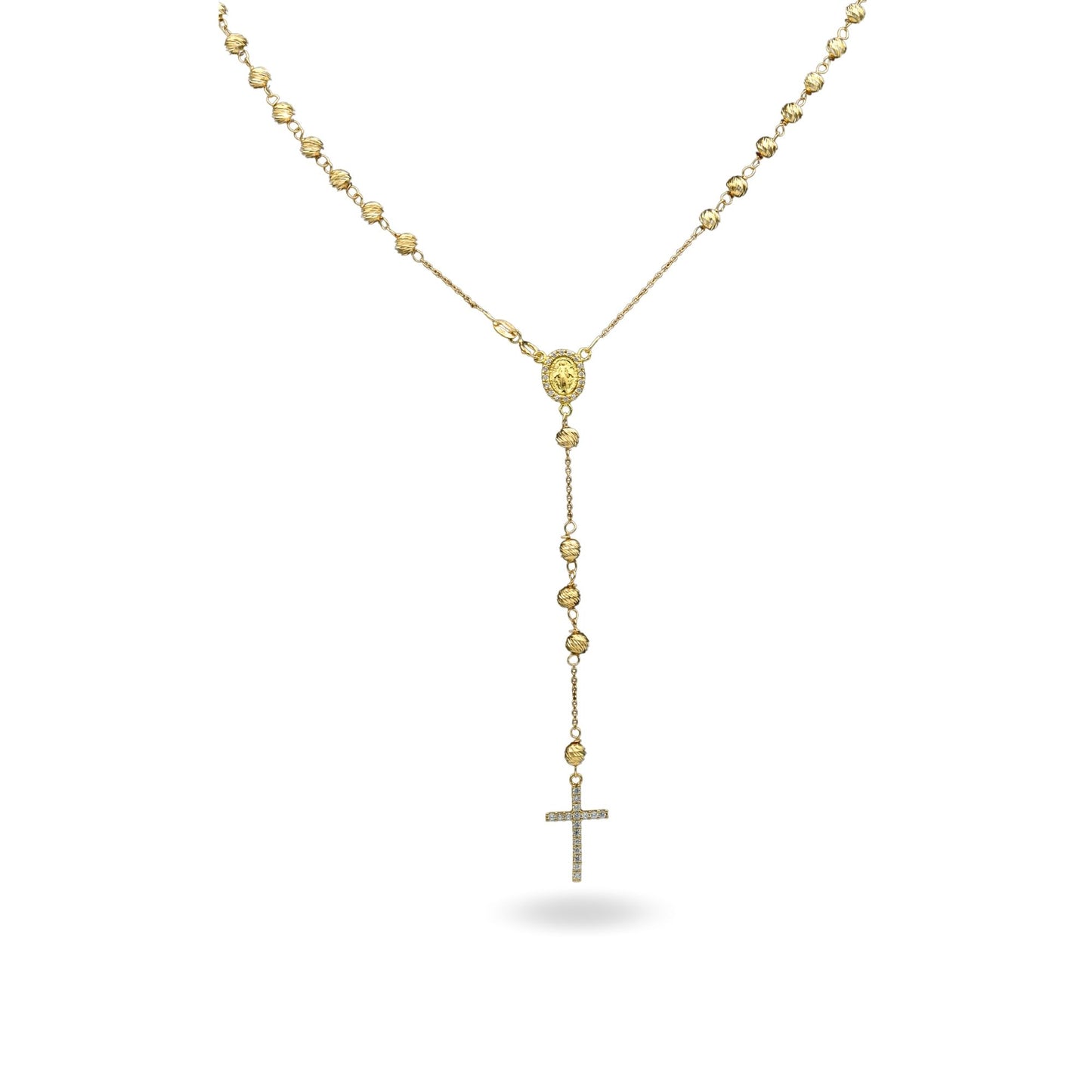 Collana Oro Giallo Oro 18 carati Rosario Pendente Sfere Slash Solo Oro Sfera mm. 4 cm.60