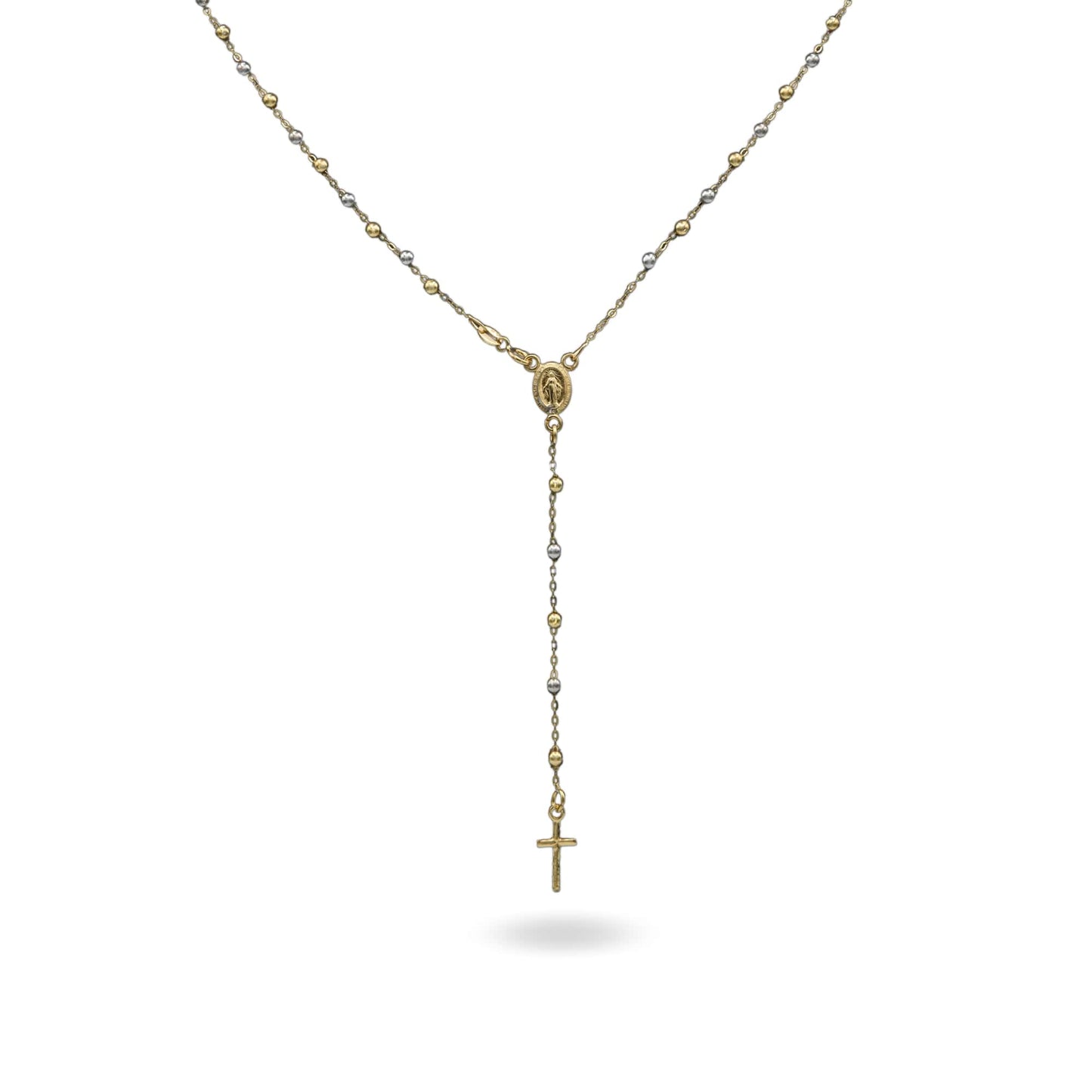 Collana Oro Giallo, Oro Bianco Oro 18 carati Rosario Pendente Solo Oro