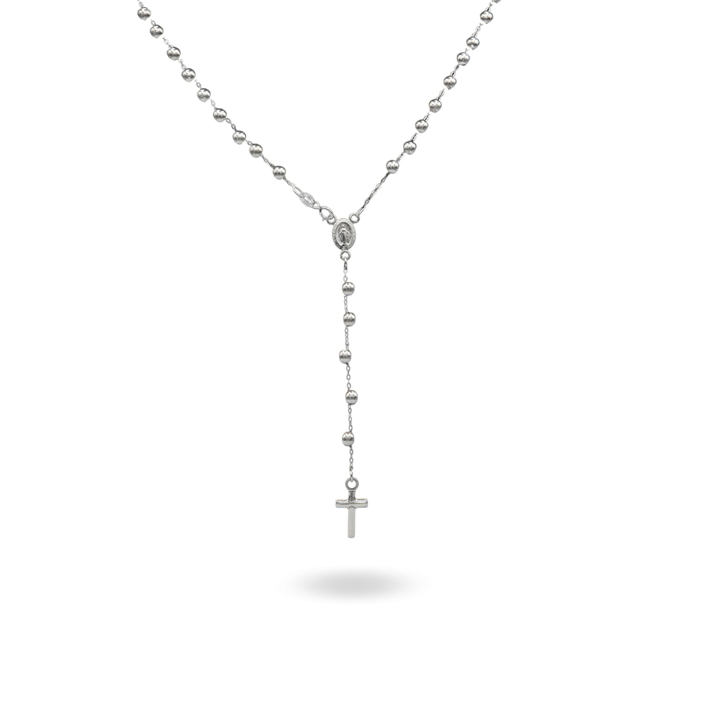 Collana Oro Bianco Oro 18 carati Rosario Pendente Sfere Slash Solo Oro Sfera mm.3 cm.60