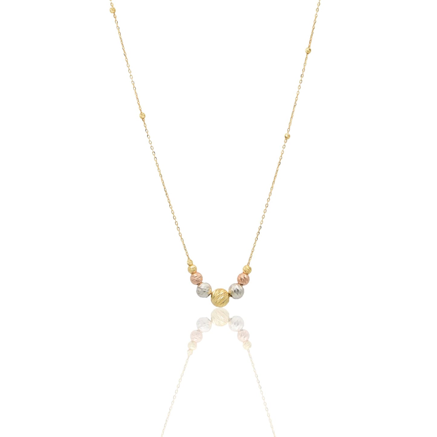 Collana Oro Giallo Oro Bianco, Oro Rosa Oro 18 carati Sfere Slash Centrali A Scalare Solo Oro
