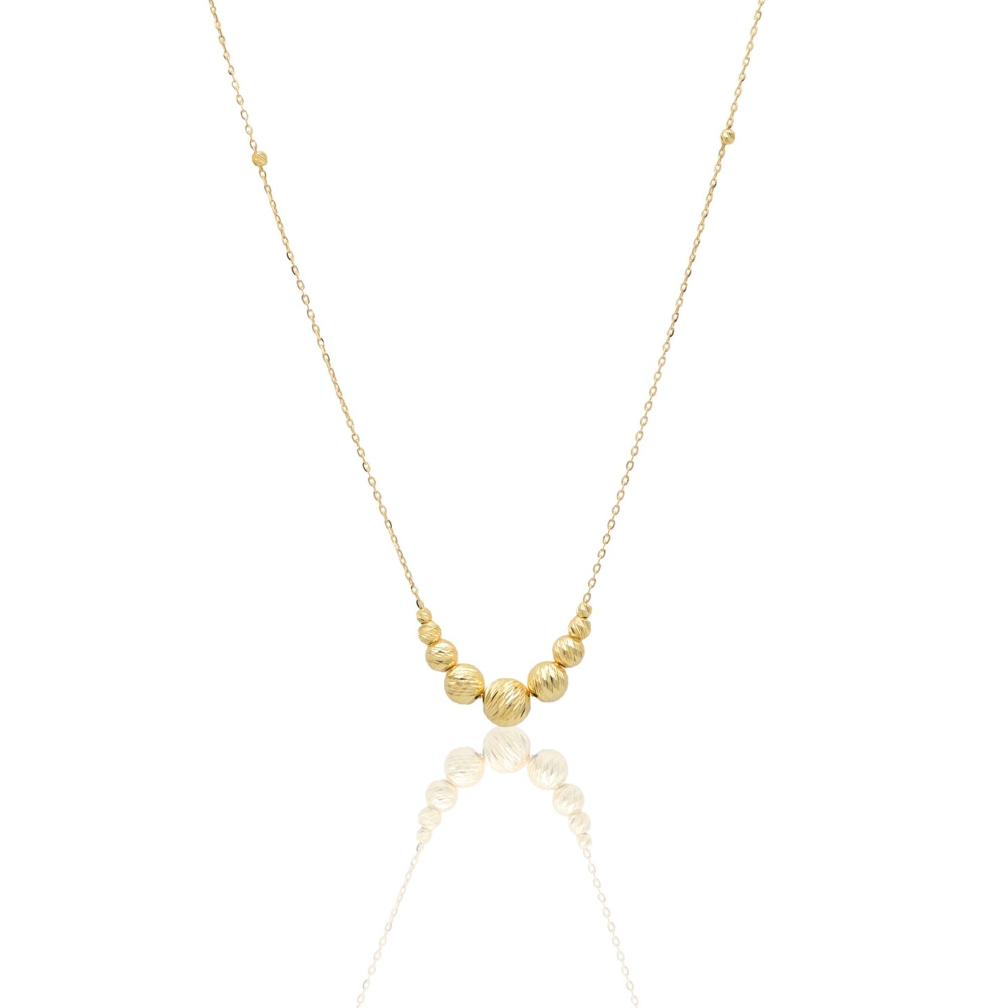 Collana Oro Giallo Oro 18 carati Sfere Slash Centrali A Scalare Solo Oro