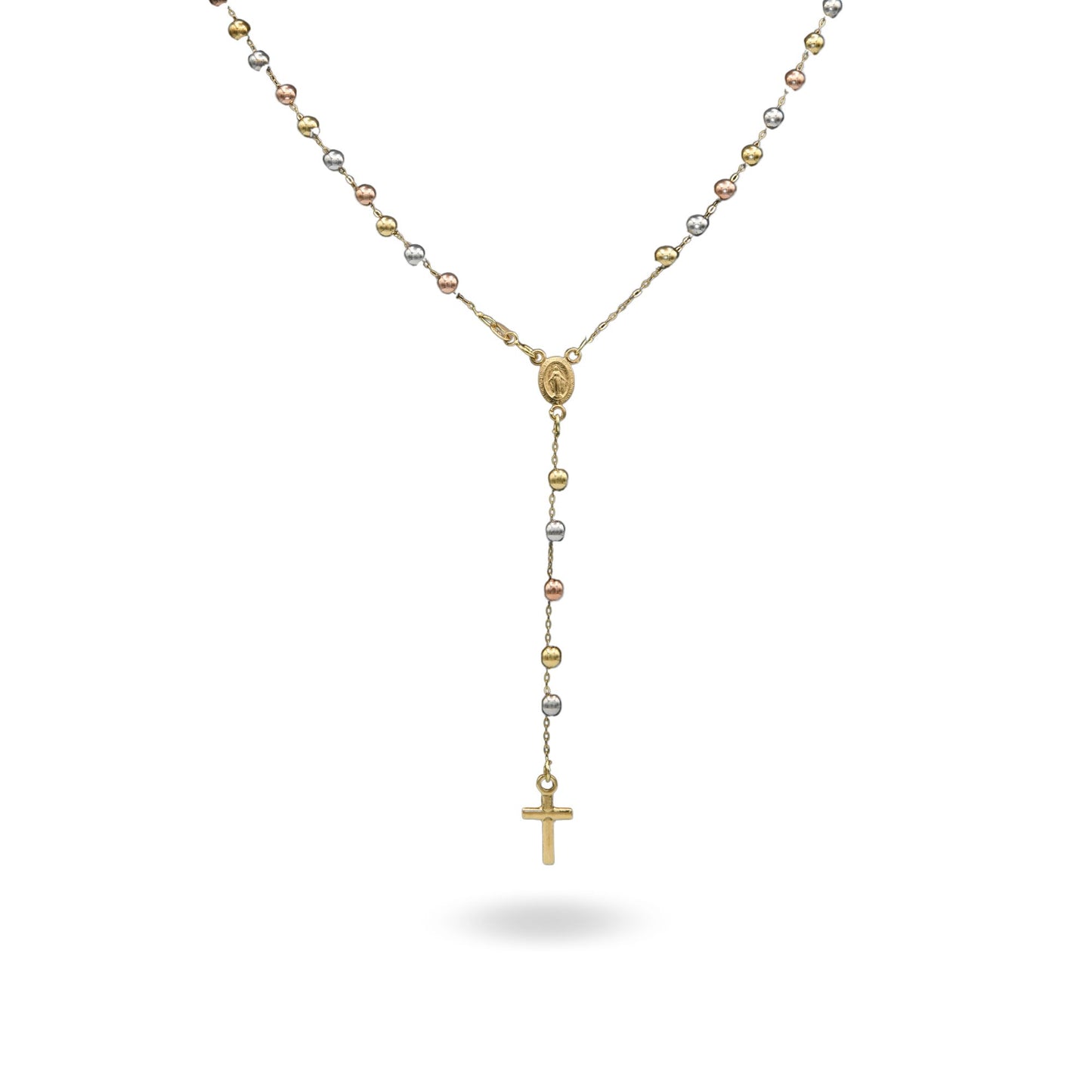 Collana Oro Giallo, Oro Bianco, Oro Rosa Oro 18 carati Rosario Pendente Sfere Lisce Solo Oro