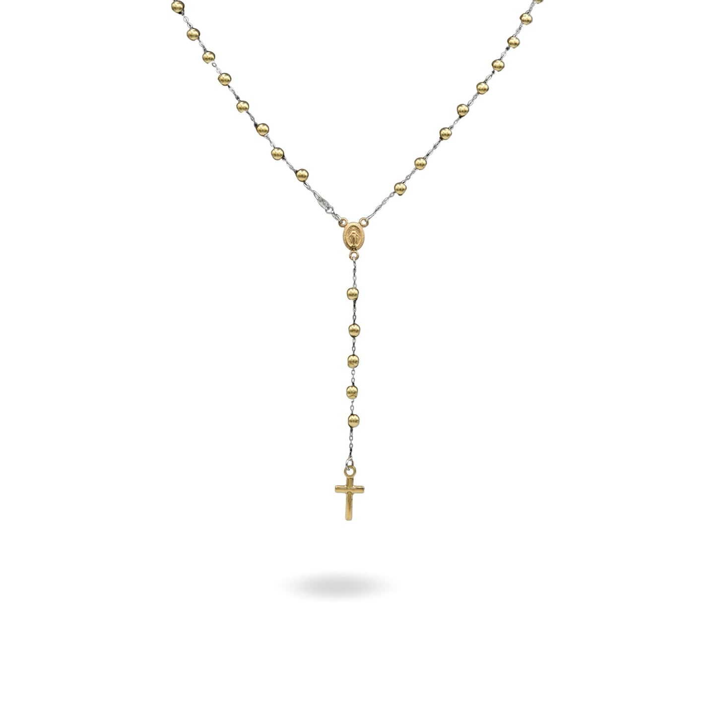 Collana Oro Bianco Oro 18 carati Rosario Modello Pendente Solo Oro 60 cm.Sfera mm. 4