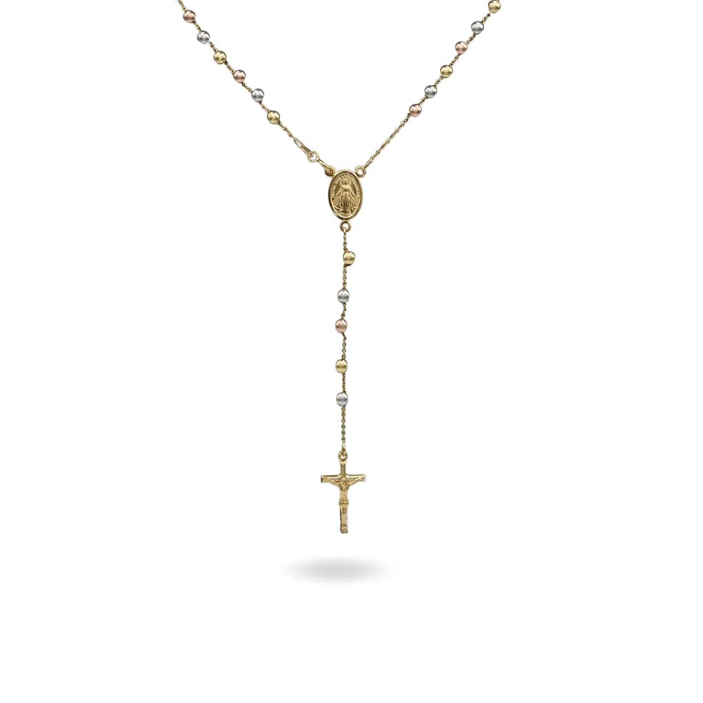 Collana Oro Giallo, Oro Bianco, Oro Rosa, Oro Nero, Oro Brunito Oro 18 carati Rosario Modello Pendente Solo Oro 60 cm.Sfera mm. 4