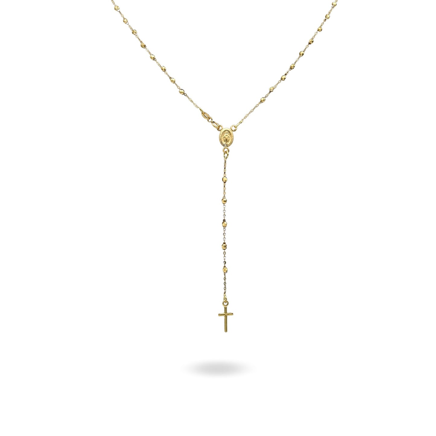 Collana Oro Giallo Oro 18 carati Rosario Modello Pendente Solo Oro 50 cm.Sfera mm 3