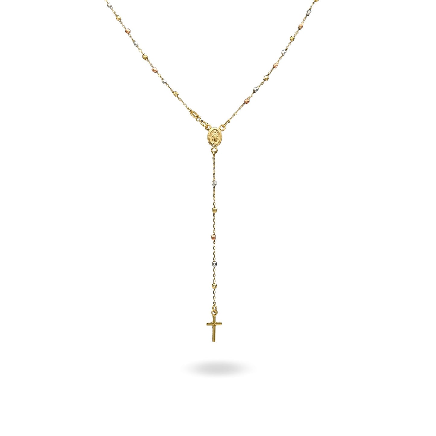 Collana Oro Bianco, Oro Giallo, Oro Rosa Oro 18 carati Rosario Modello Pendente Solo Oro 60 cm.Sfera mm 2,5
